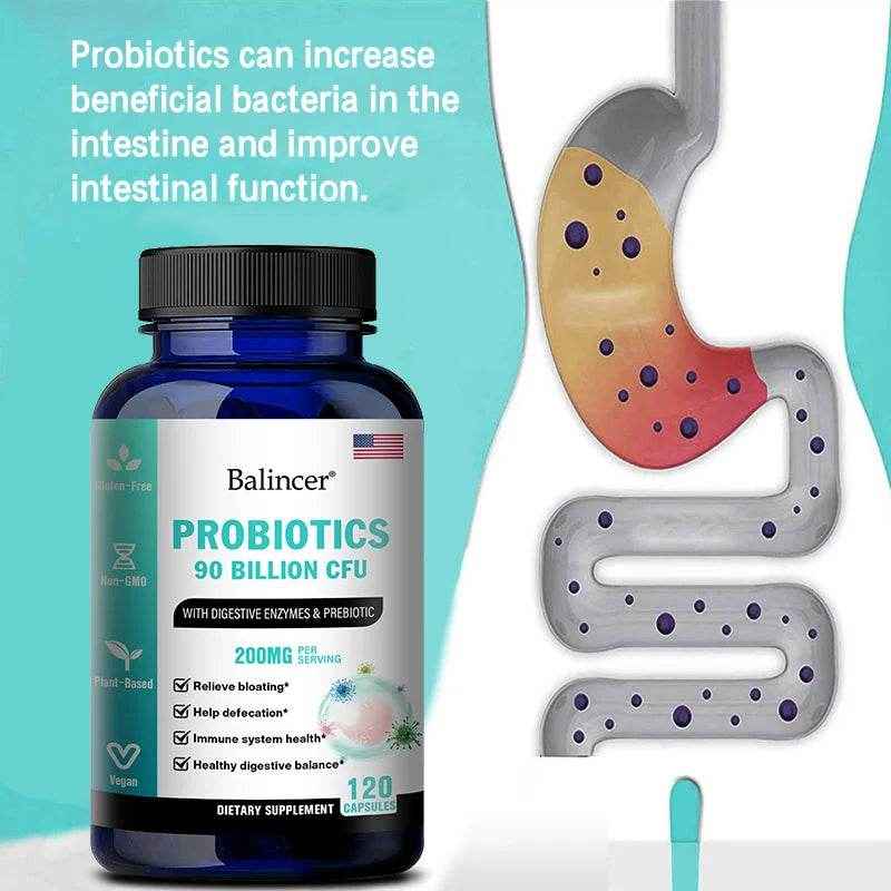 Balincer Probiotic 90 Billion CFU with Digestive Enzymes & Prebiotics To Support Bloating, Improved Gut, Immunity and Digestion