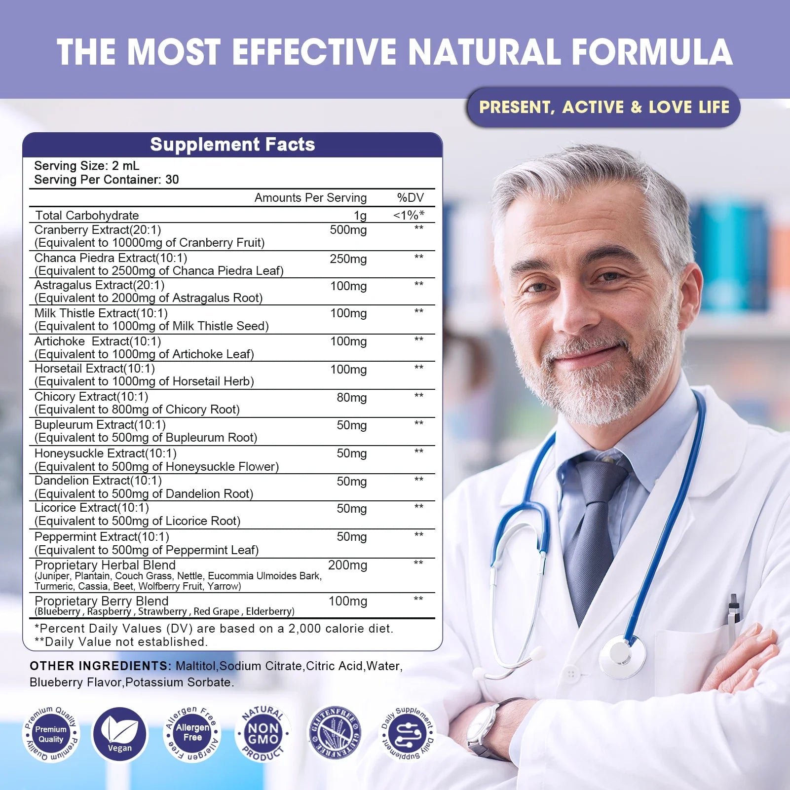 100 Natural 1000mg Cranberry Extract Kidney and Liver Cleansing Drops Urinary & Bladder Health Support by Roksy