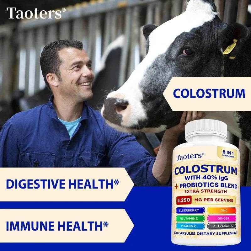 Colostrum Supplement Capsules 5250 Mg, Grass Fed Colostrum (40% IgG 500 Mg, Probiotics 50 Mg. Vitamin C Ginger Zinc