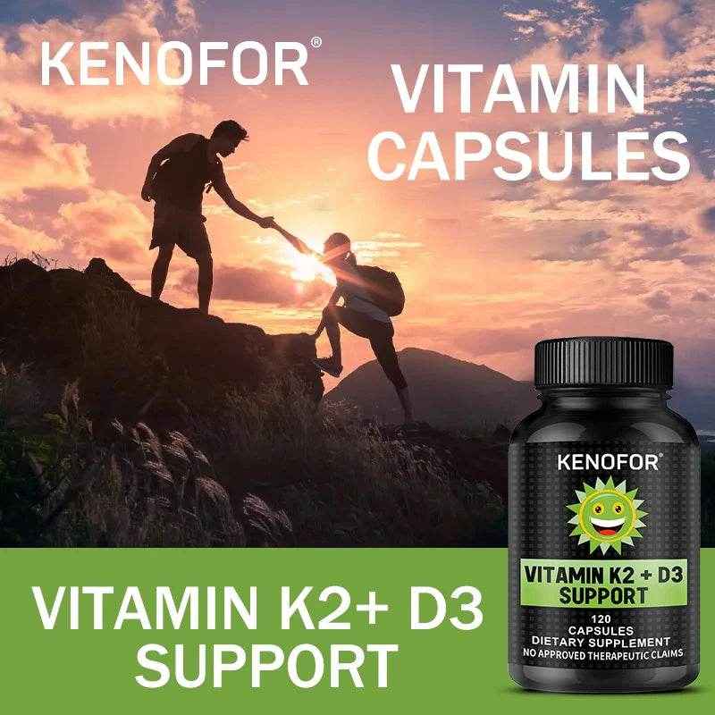 D3+K2 Supplement - 2-in-1 Natural Vitamins - Promotes Nutrient Absorption and Bone, Nervous System, and Cardiovascular Health