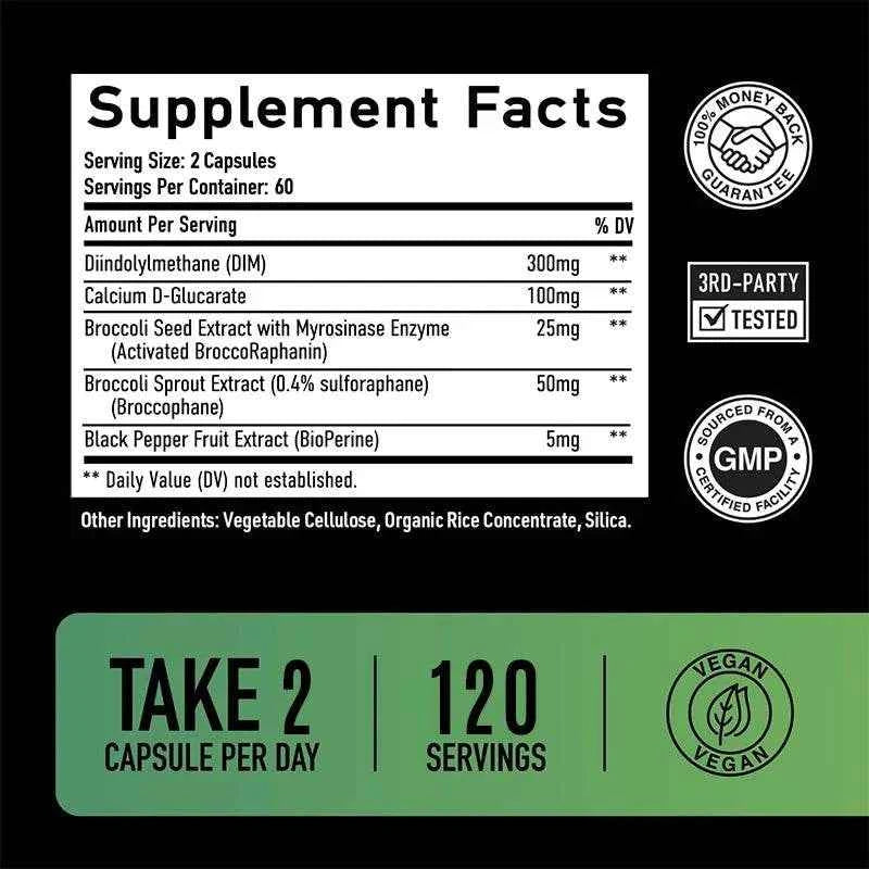 For Men, with Black Pepper Fruit Extract, Premium Hormone Support Formula, Male Enzyme Inhibitor, Detoxification, 120 Capsules