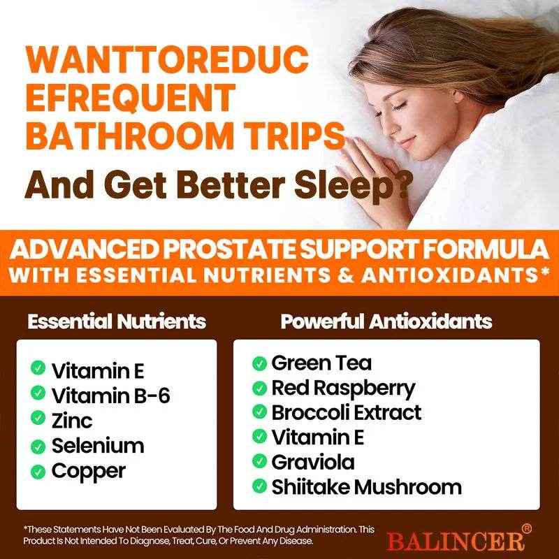 Minerals and vitamins - Helps relieve urinary frequency, bladder control, urination discomfort, prostate health