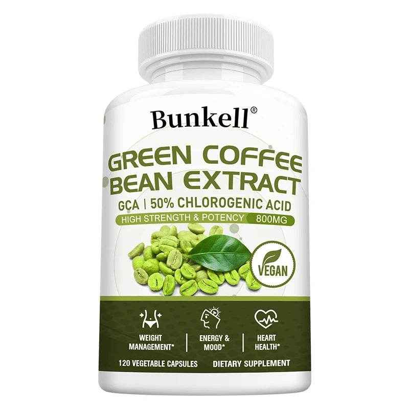 Green Coffee Bean Extract - Fat Burning, Metabolism, Brain Health, Heart and Weight Management, 120 Capsules