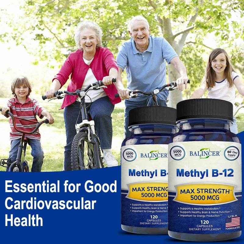 Vitamin B12 - 5000 MCG Supplement -Benefits Brain & Heart Function, Supports Memory, Learning, Helps Boost Natural Energy