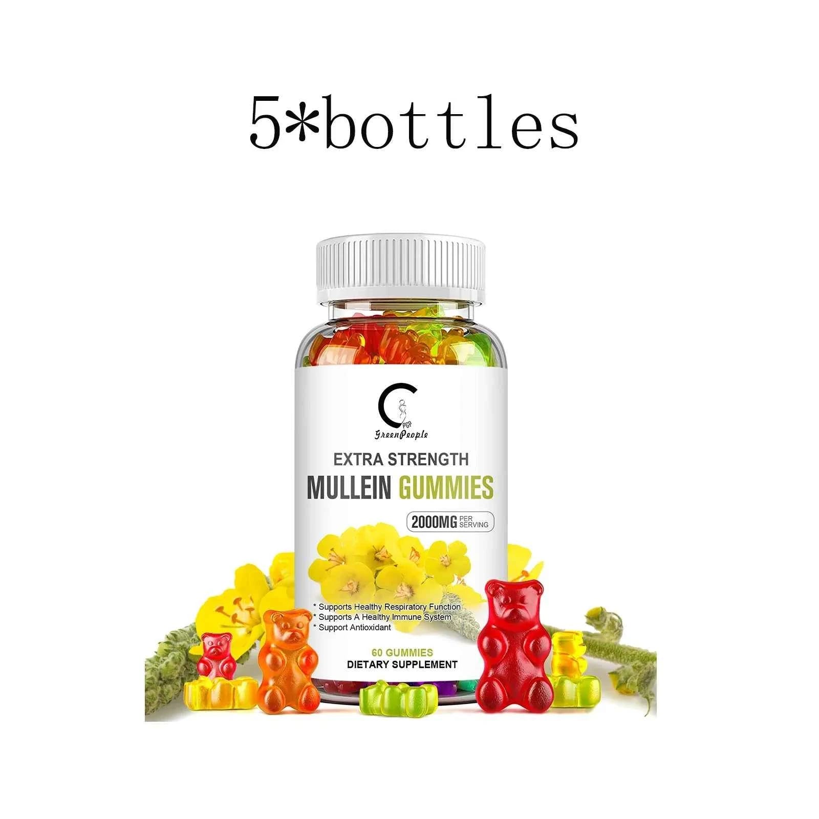 Mullein Gummies for Lung Cleanse, Extra Strength Mullein Leaf Extract, Deep Sleep Better Boost Immune System Iherbal Supplement