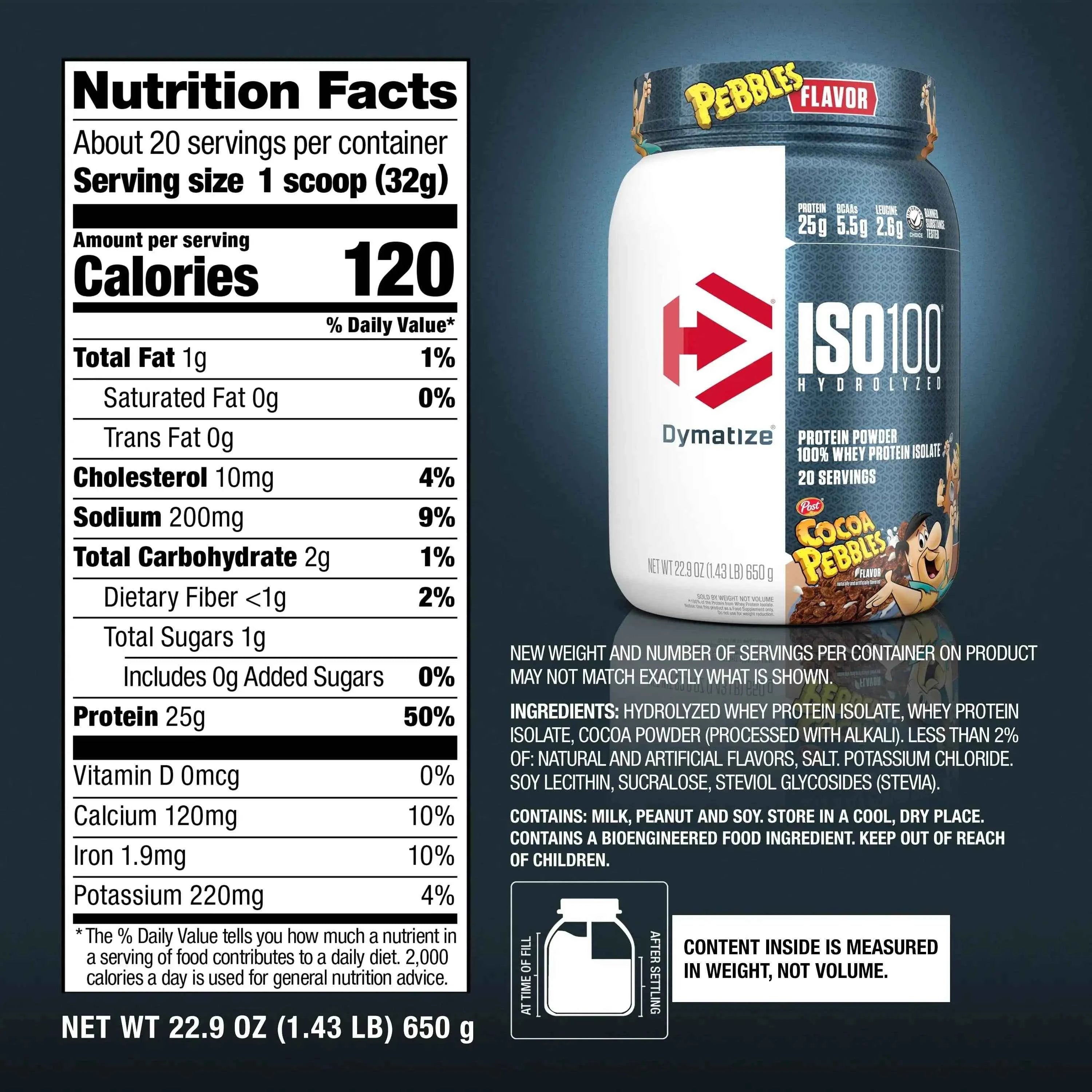 ISO100 Hydrolyzed Whey Isolate Protein Powder, Cocoa Pebbles, 20 servings
