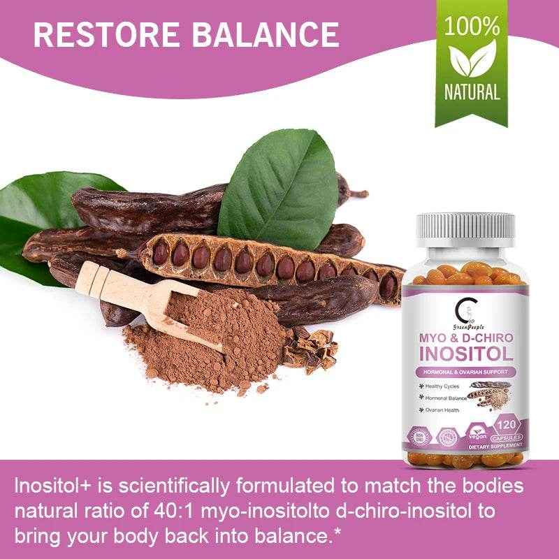 Myo Inositol and D-Chiro Inositol Supplement with Folic Acid Supports Fat Metabolism Healthy Ovarian & Liver Function