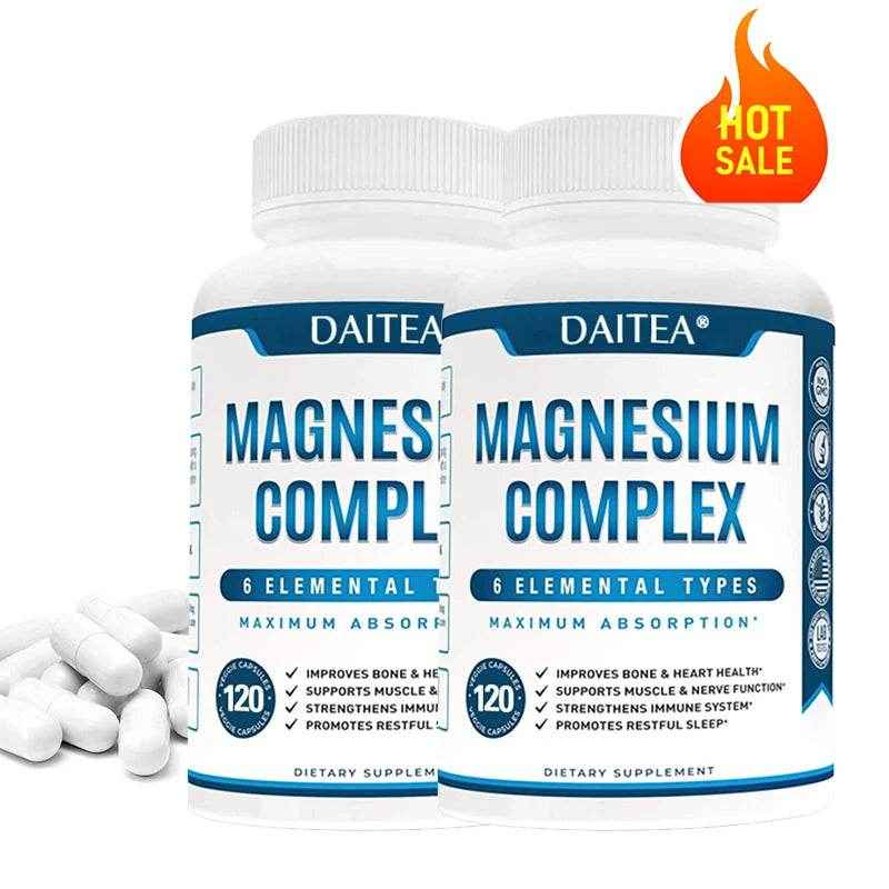 High Absorption Magnesium Complex Capsules - Dietary Supplement for Muscle, Bone, Nerve Health, Non-GMO - 120 Capsules
