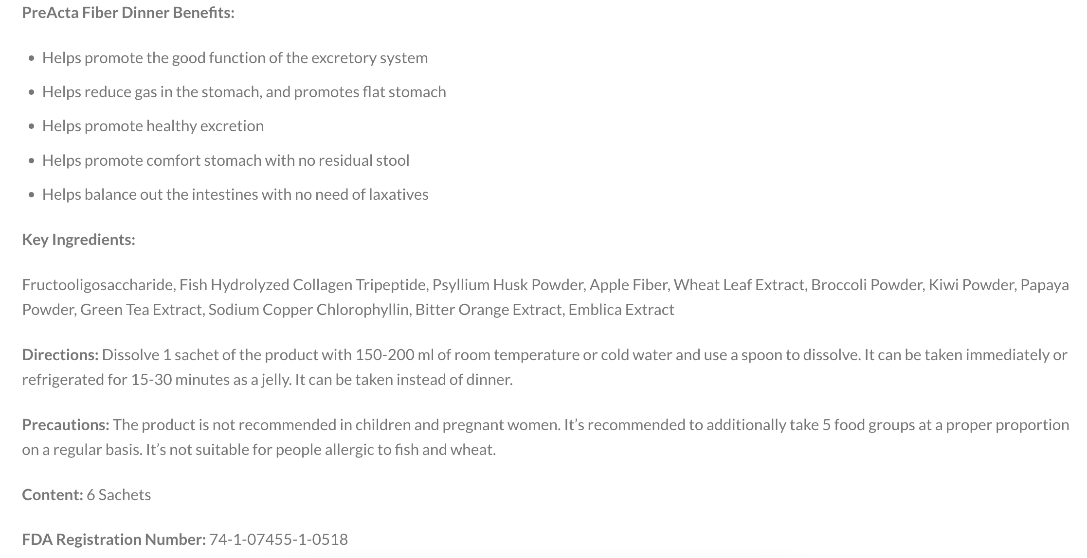 PreActa Fiber Dinner