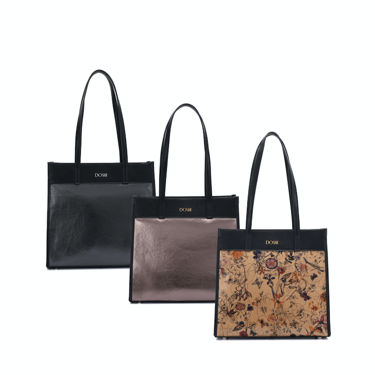 Portrait tote 2 - floral kraft paper vegan tote DestGlow