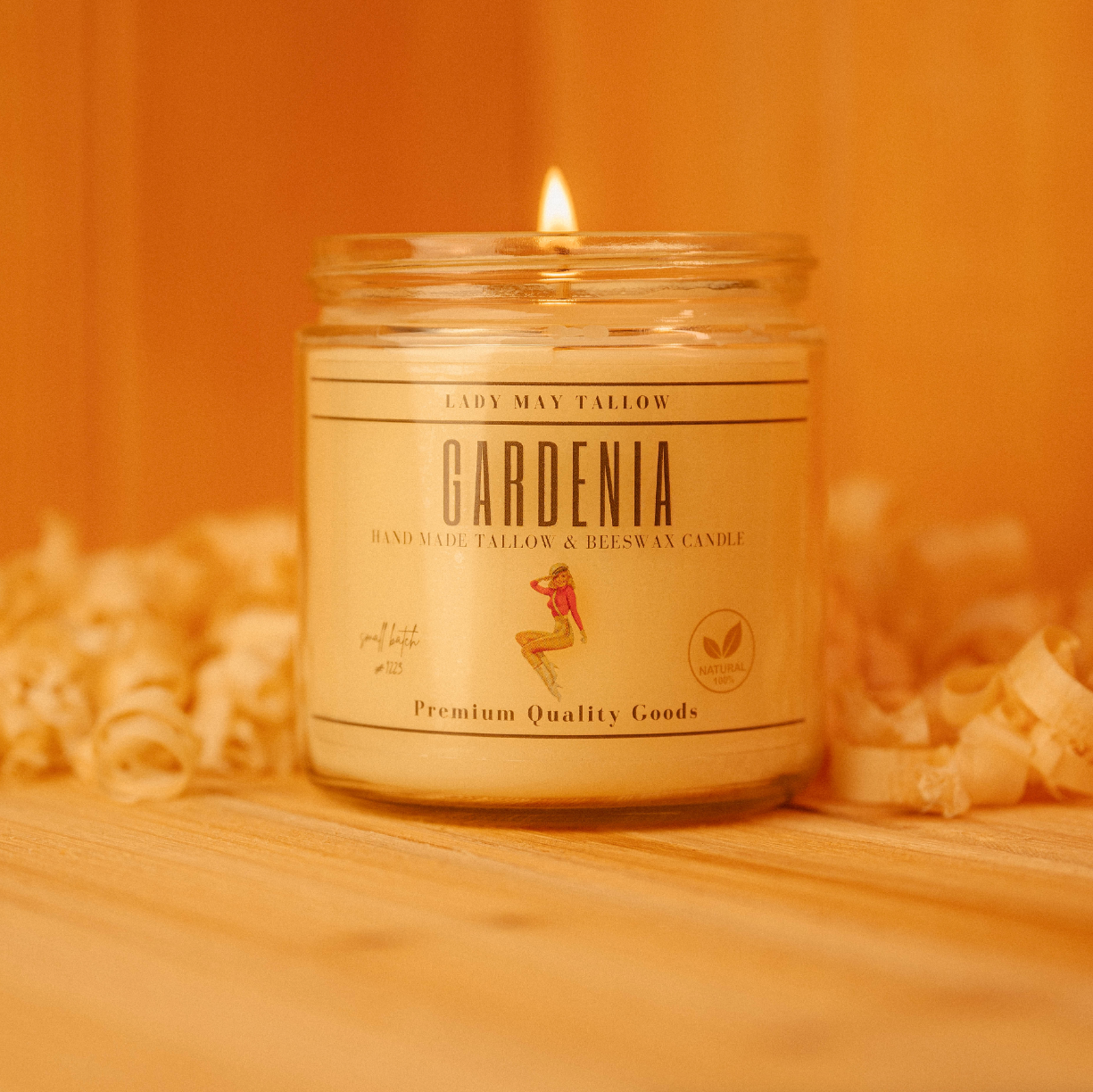 Lady May Tallow "Classic" Tallow & Beeswax Candle 16oz | 7 Natural Scents | Non-Toxic Clean Burning