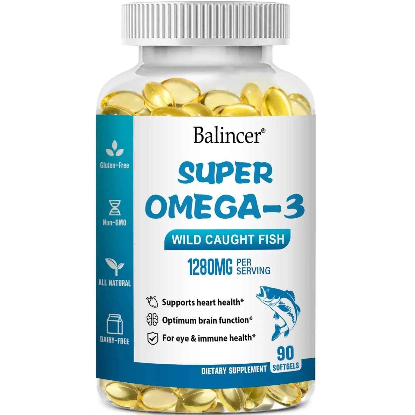 OMEGA 3 Fish Oil Supplement - Rich in EPA & DHA, Supports Brain Health, Heart - Immune System, Eyes, Skin, 90 Capsules