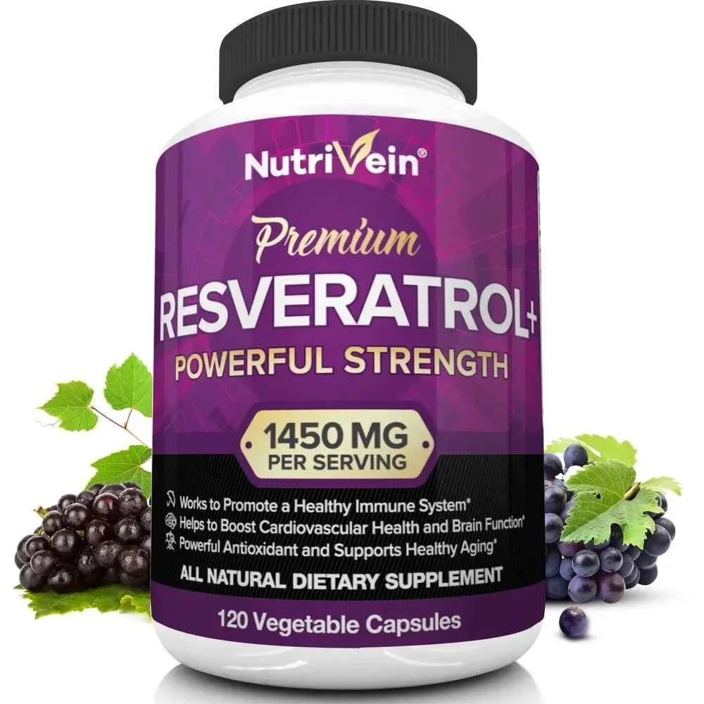 Resveratrol antioxidant supplement for boosting energy levels, immunity, anti-aging, healthy immune system, beauty