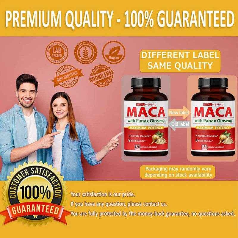 Sports Supplement - Contains Maca, Ginseng Extract Capsules to Burn Fat, Boost Strength, Energy, Performance and Muscle Mass