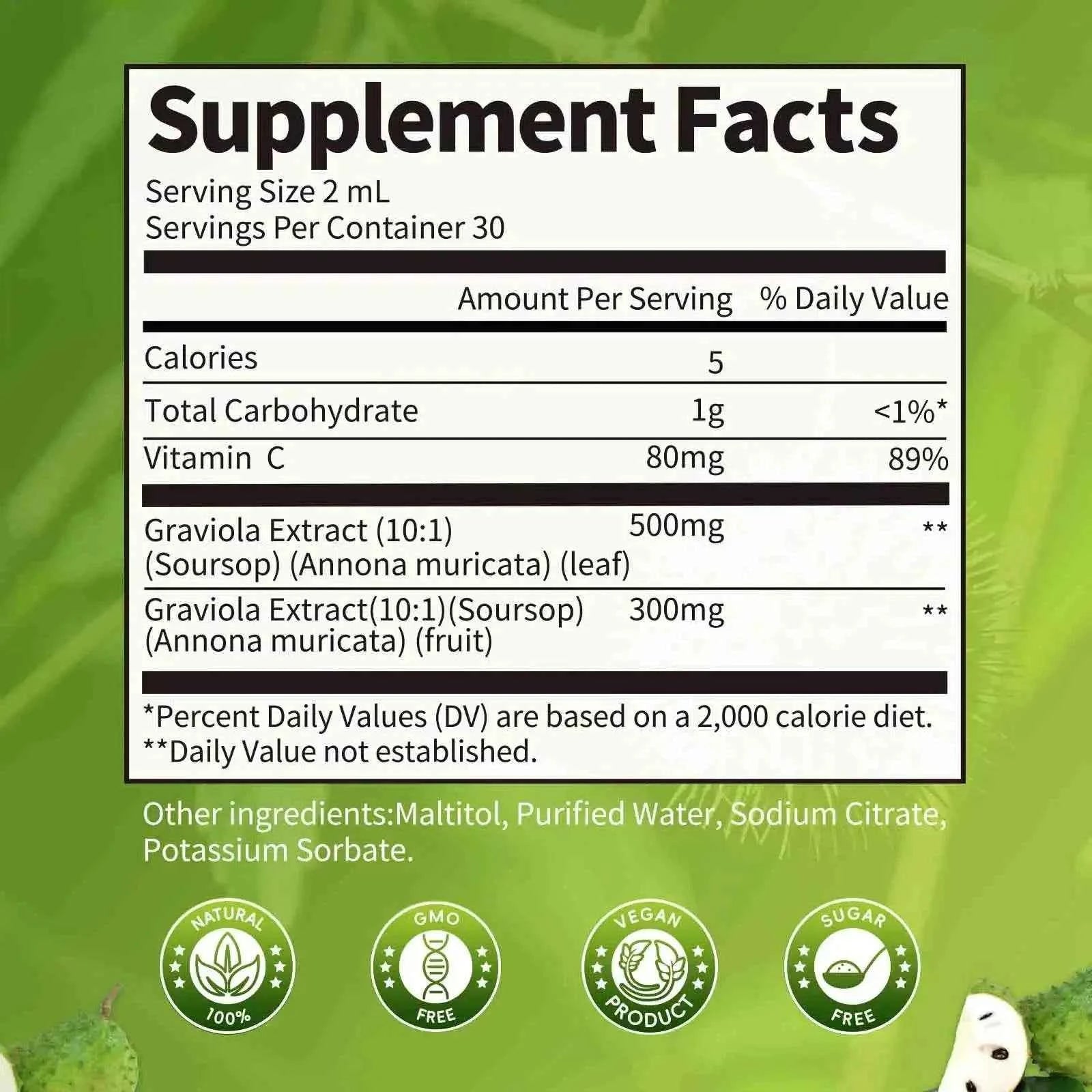 Soursop Graviola Liquid Drop for Cell Support & Regeneration, Immune System and Gut Health Support, Soursop Bitters Liquid