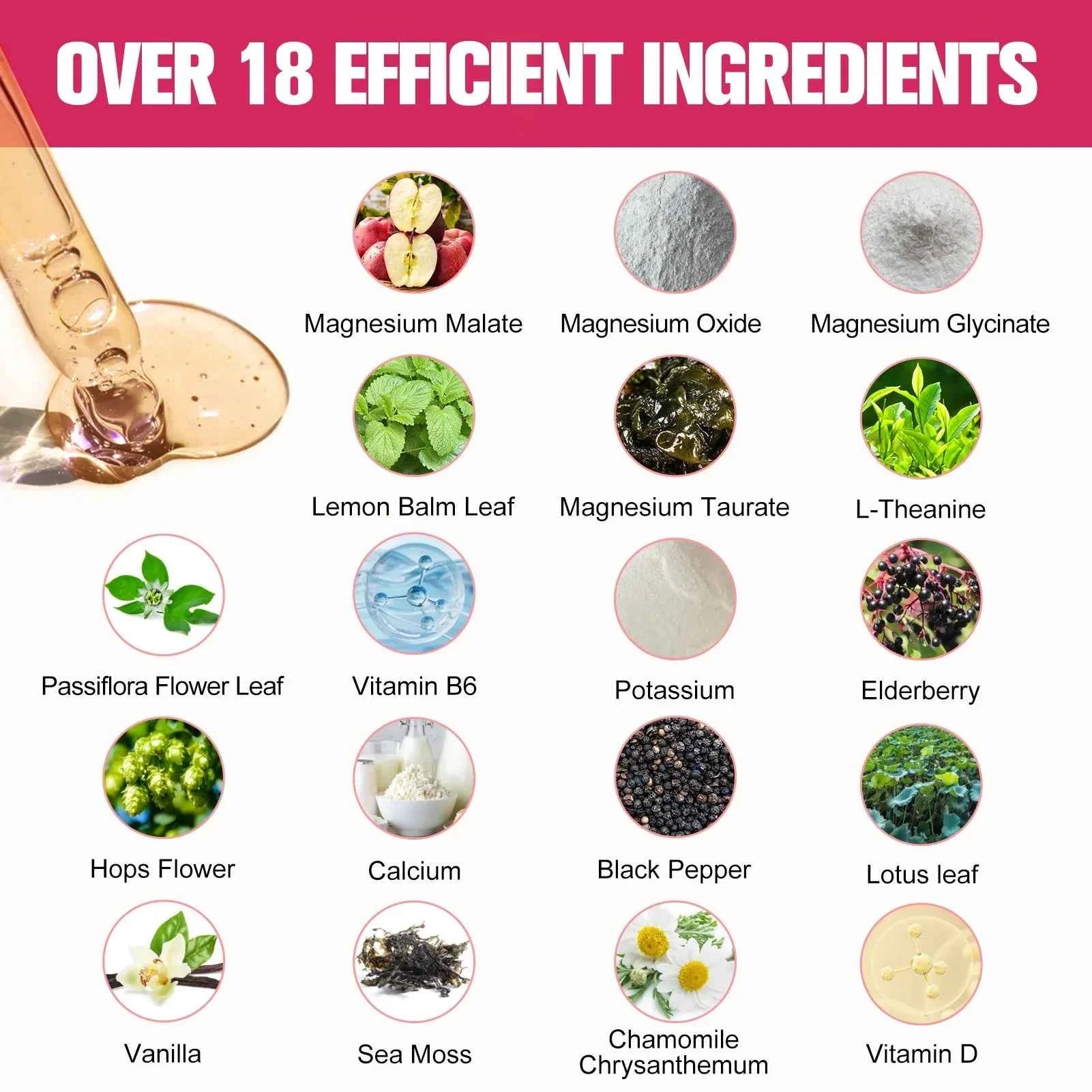 Magnesium Glycinate Liquid, 400mg Magnesium Liquid Supplement with Vitamin B6, C, D, Zinc, Magnesium for Kids and Adults