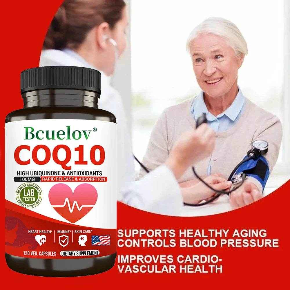 Coenzyme Q-10 Capsules - Natural Antioxidant, 100 Mg CoQ10 Capsules - Cardiovascular Health, Immune Health, Skin Care