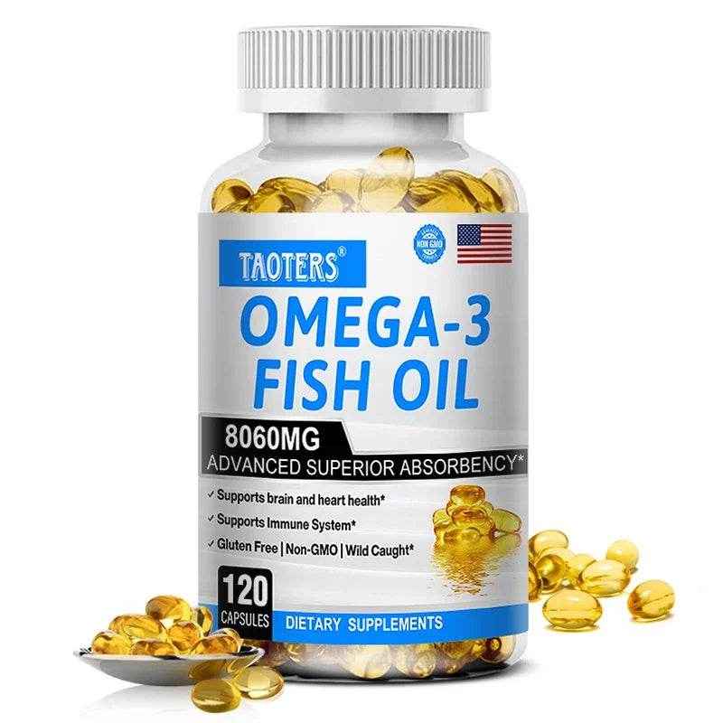 Omega-3 Fish Oil Supplement - Rich in EPA+DHA, Lutein, Supports Heart, Brain & Joint Health, Antioxidant, 120 Capsules