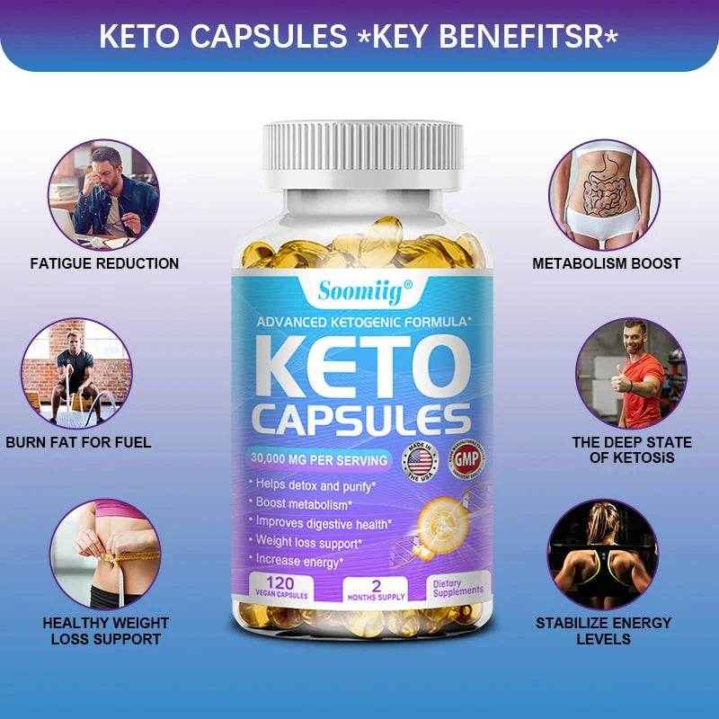 Keto Fat Burning Capsules - Promote metabolism - burn fat, enzyme detoxification, suppress appetite, enhance energy