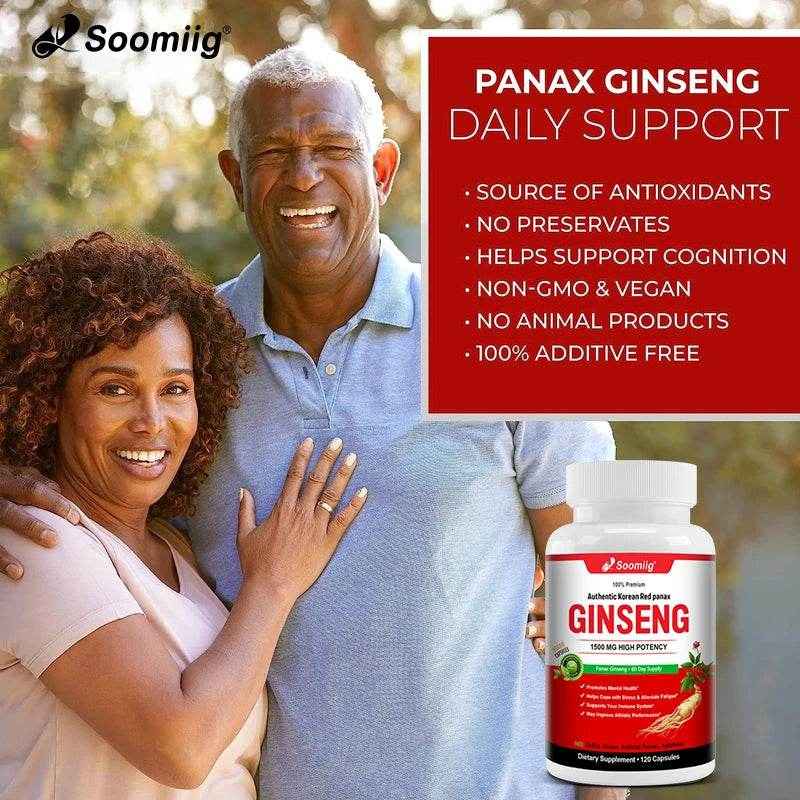 Authentic Korean Red Ginseng Capsules, Powerful Ginsenosides, Energy Supplement - Supports Immunity and Energy, 120 Capsules