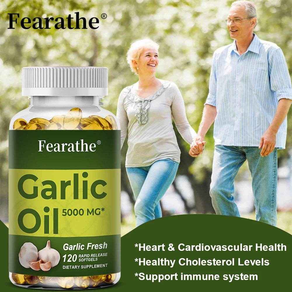 Garlic Oil Capsules, organic extract, promotes healthy cholesterol levels, immune system support