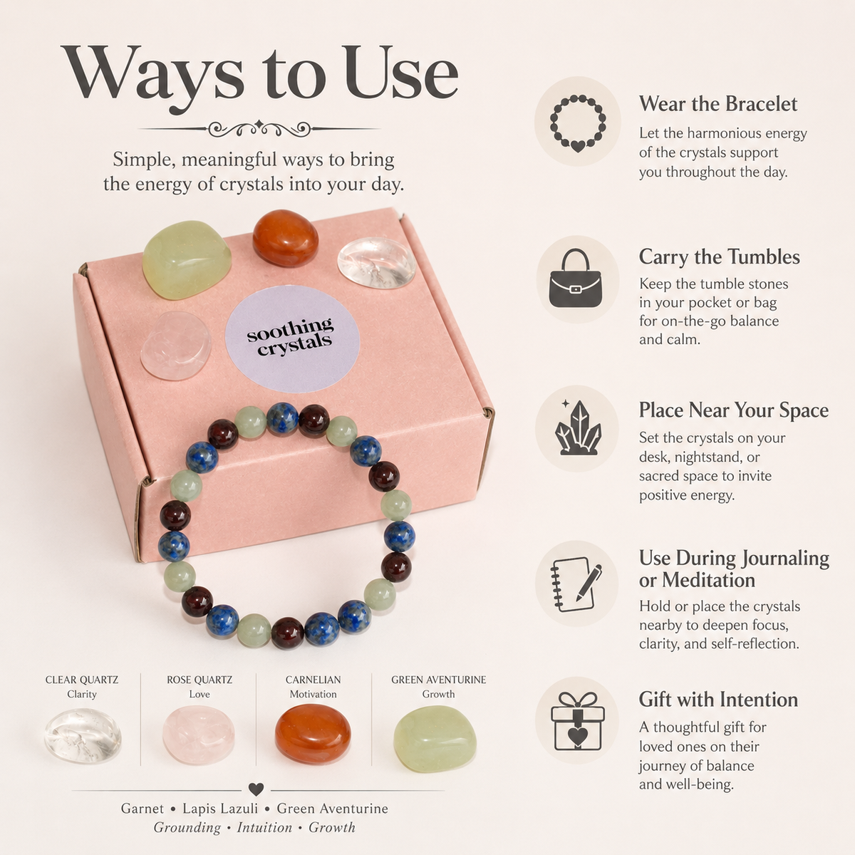 Encourages SELF-DISCOVERY Crystal Kit, Gemstone Tumble Kit, Self-Discovery Crystal Gift Set