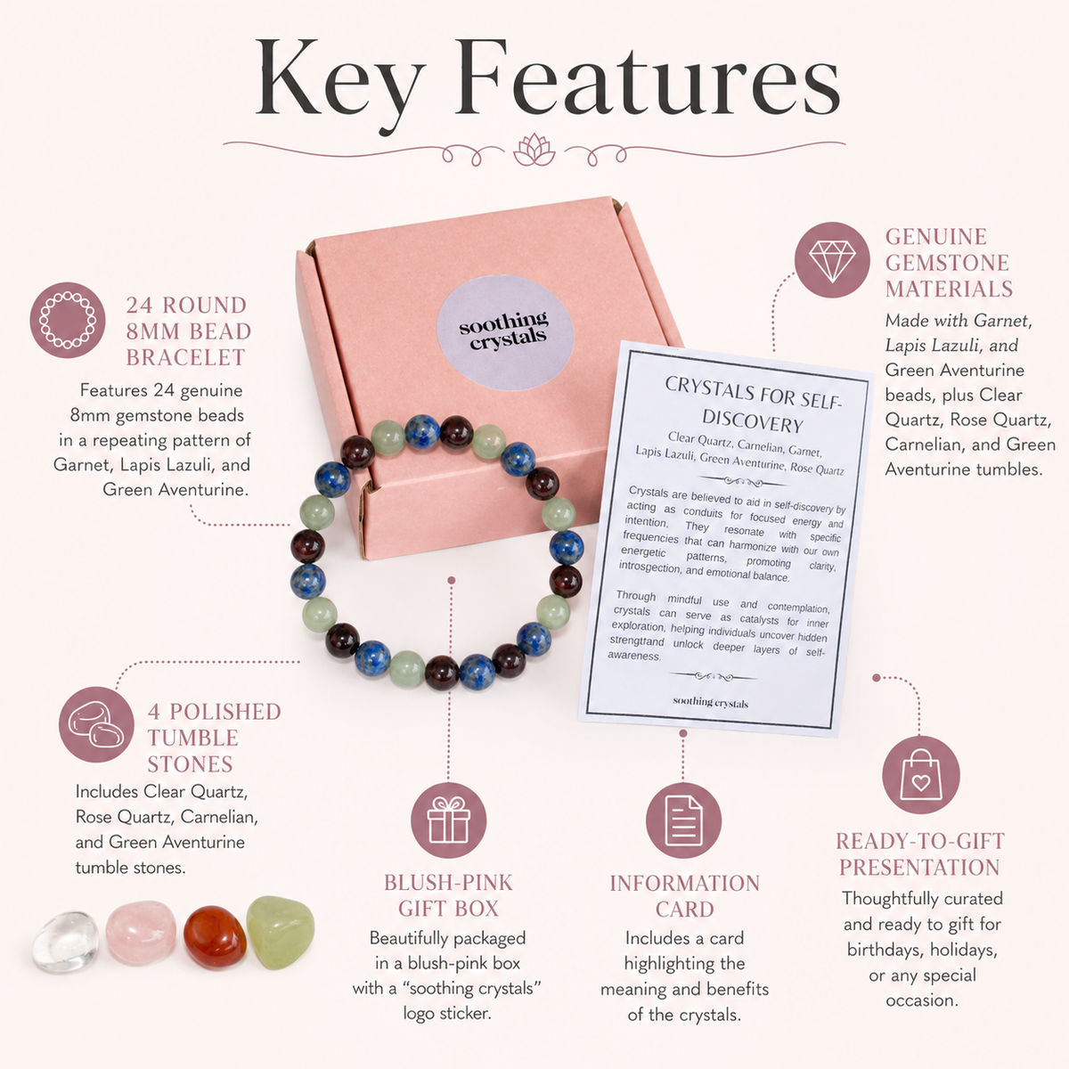 Encourages SELF-DISCOVERY Crystal Kit, Gemstone Tumble Kit, Self-Discovery Crystal Gift Set