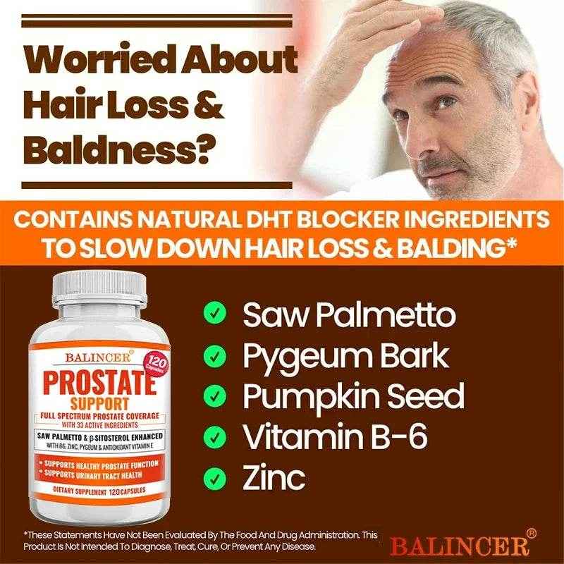 Saw Palmetto Prostate Support Supplement for Urinary Tract Health Hair Growth - Natural Health Food Vitamins & Supplements