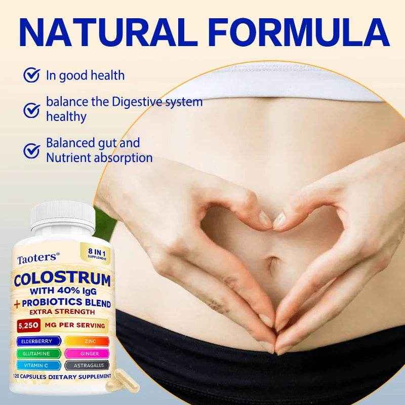 Colostrum Supplement Capsules 5250 Mg, Grass Fed Colostrum (40% IgG 500 Mg, Probiotics 50 Mg. Vitamin C Ginger Zinc