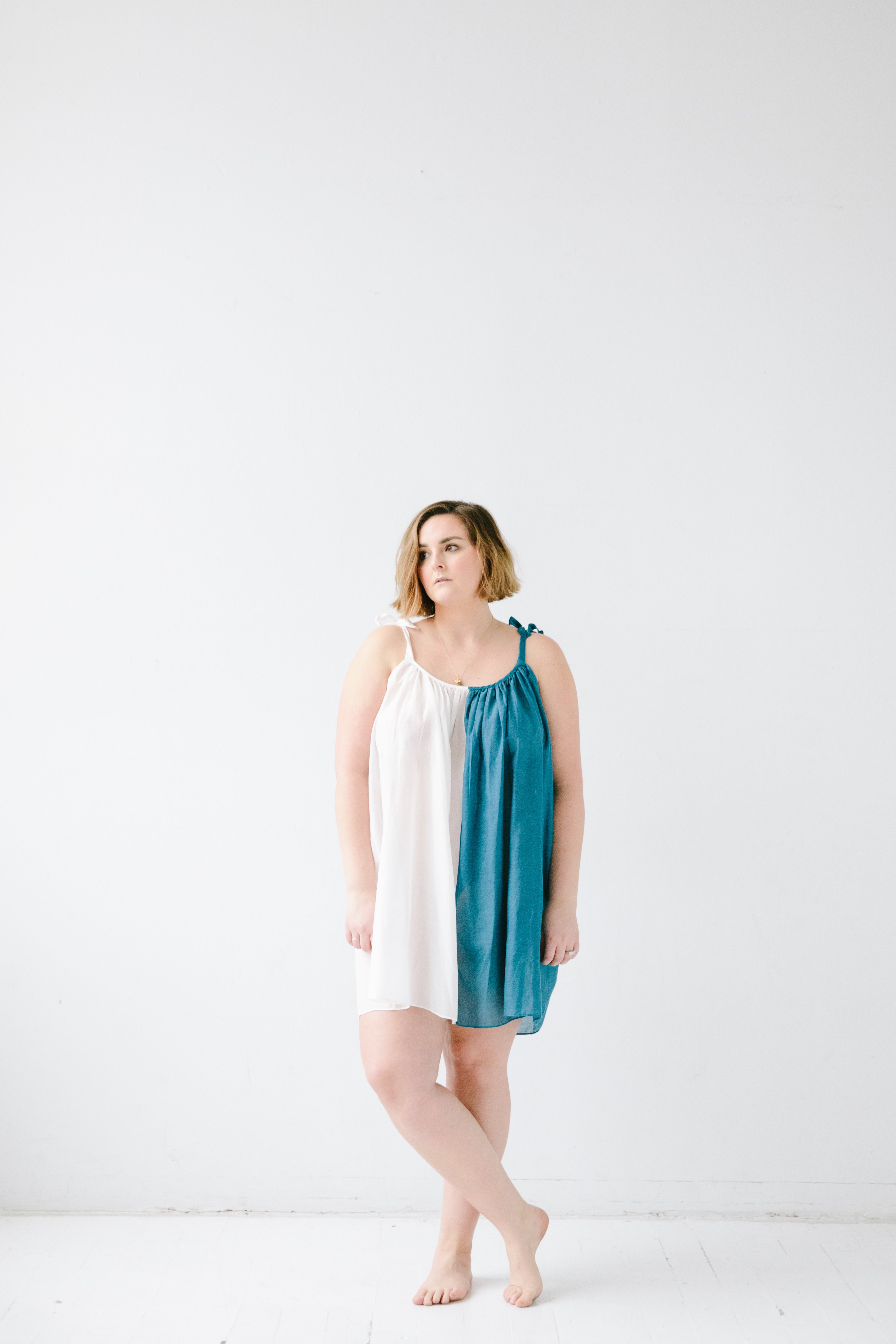 Sheer Tie Strap Babydoll in Silk Cotton Blend