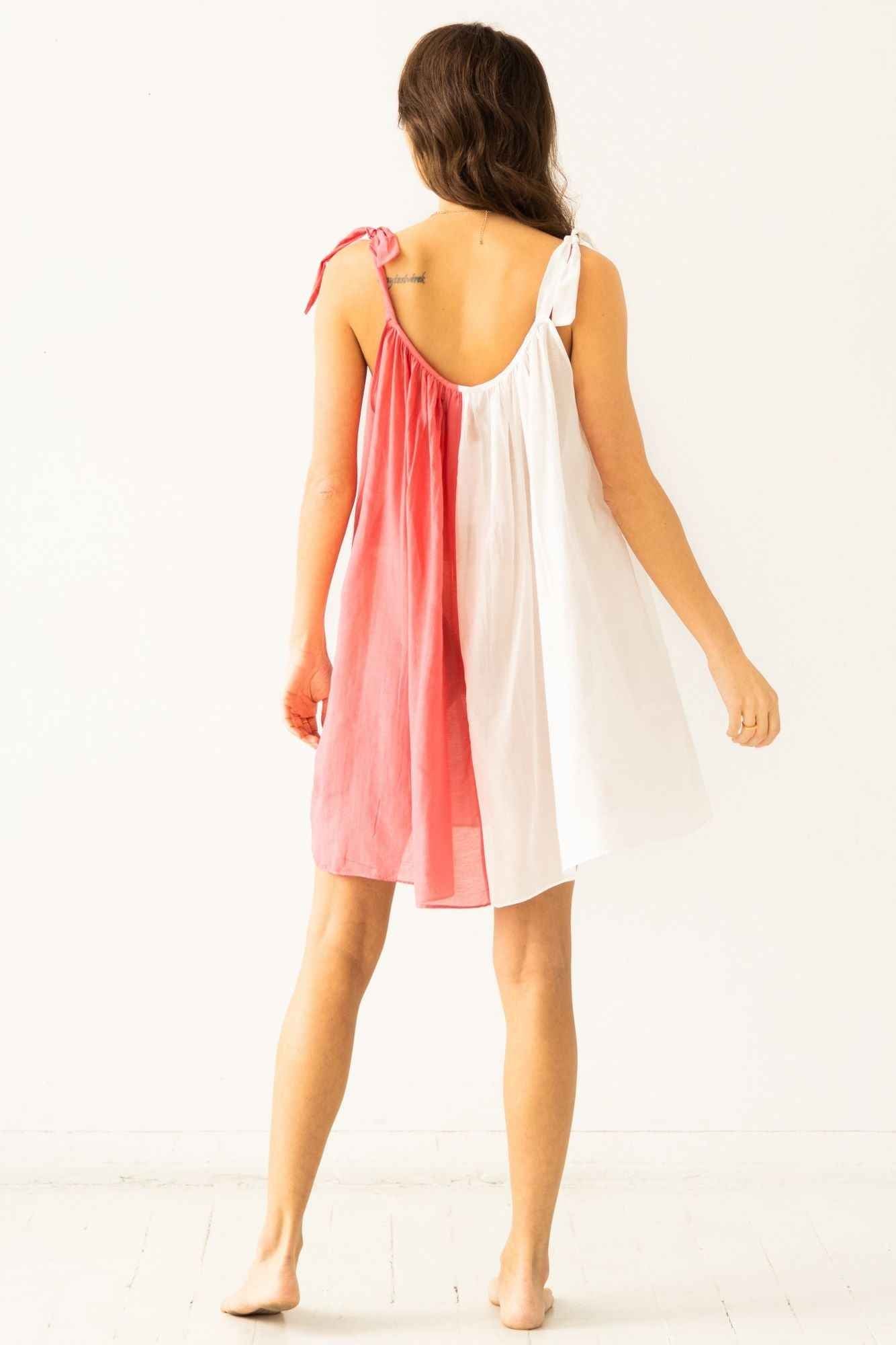 Sheer Tie Strap Babydoll in Silk Cotton Blend