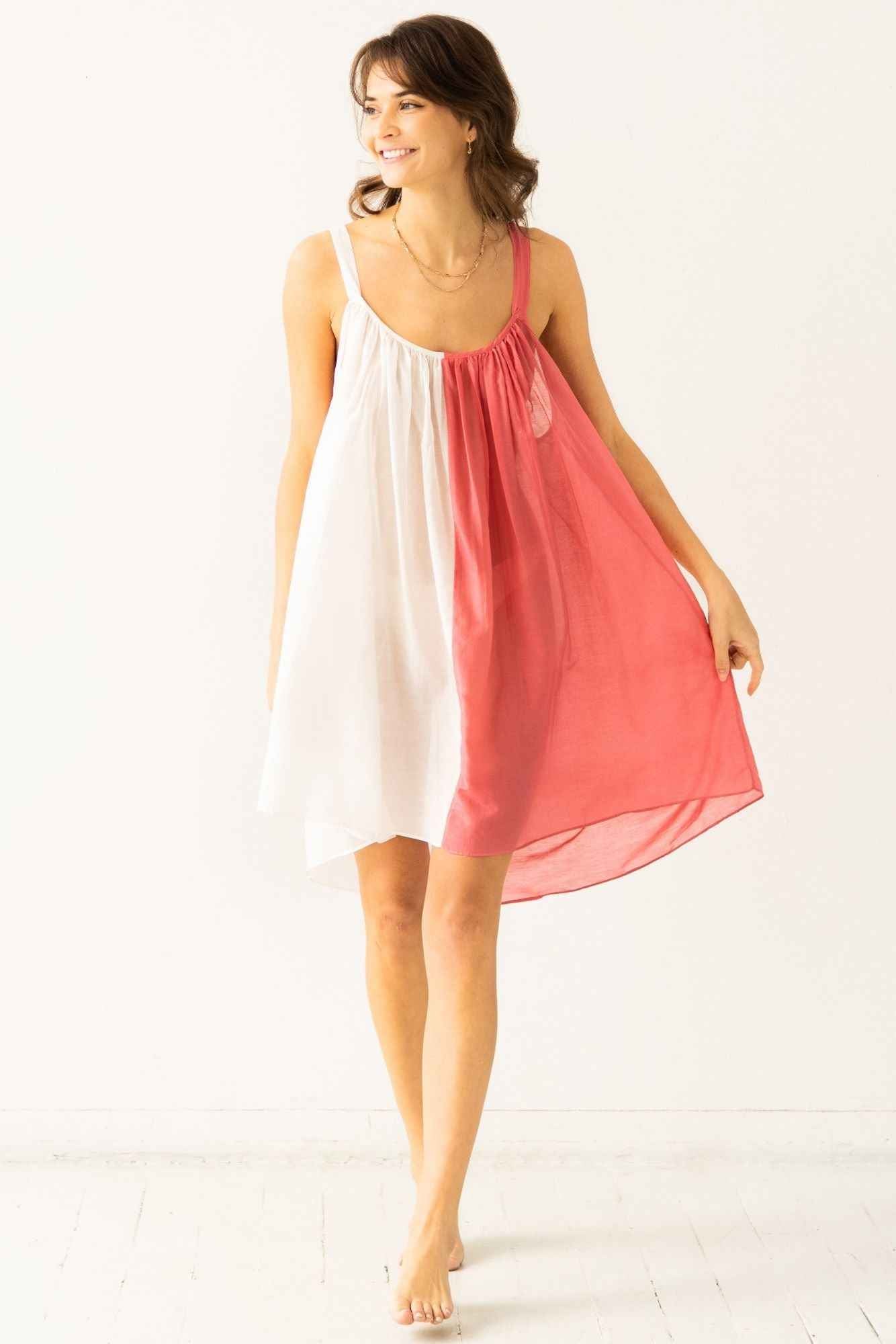 Sheer Tie Strap Babydoll in Silk Cotton Blend