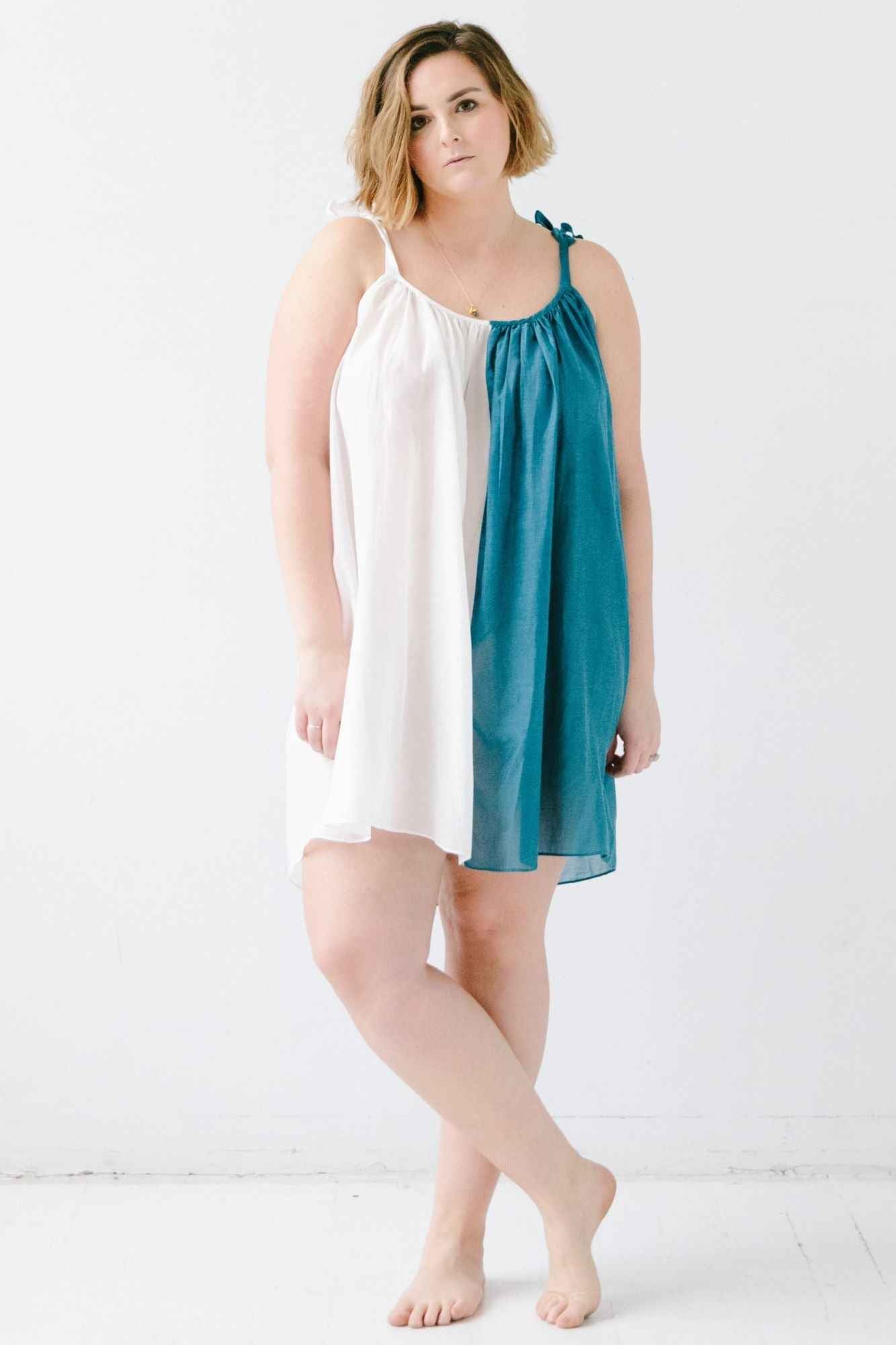 Sheer Tie Strap Babydoll in Silk Cotton Blend