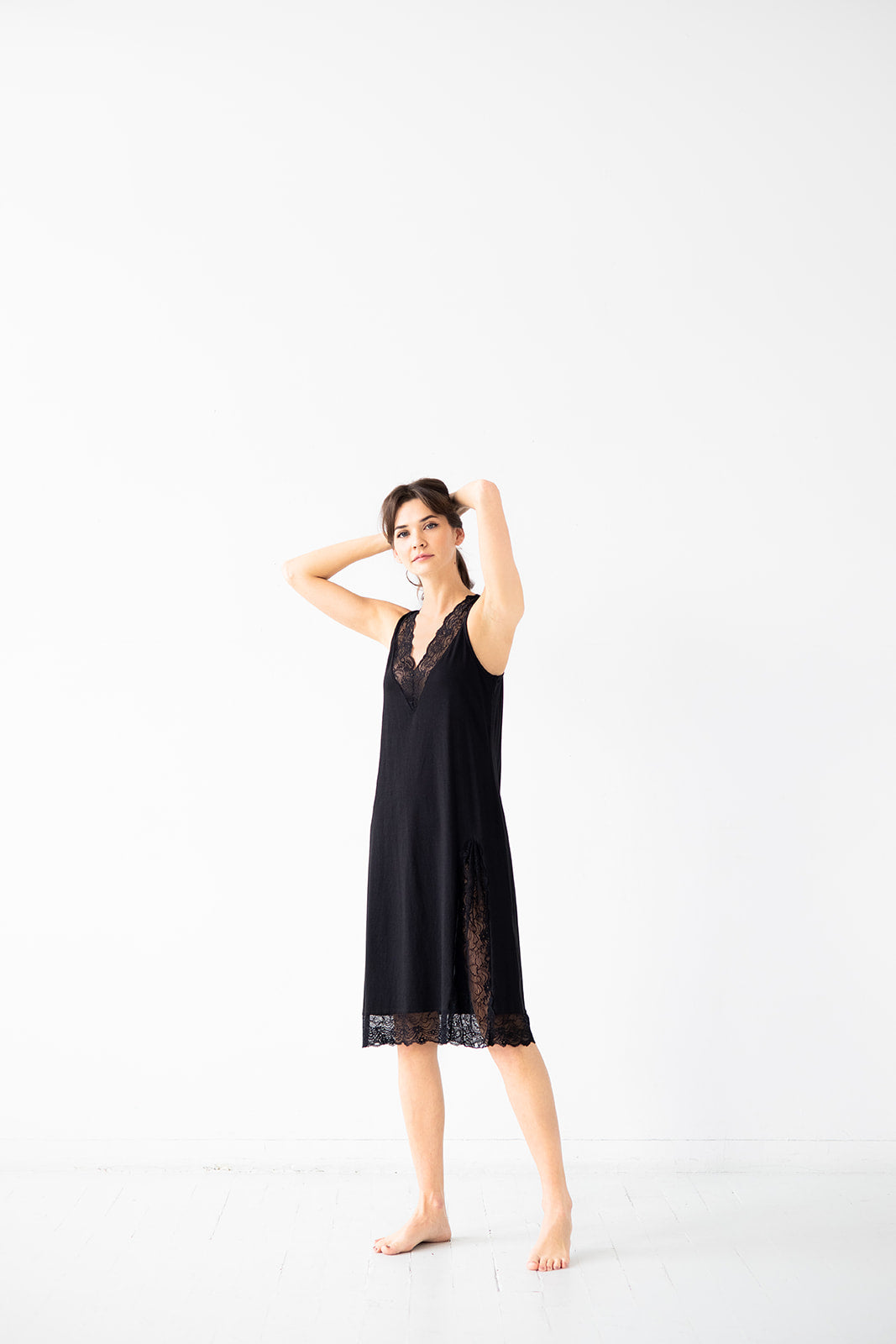 Simone Lace Trim Pima Cotton Gown - DestGlow
