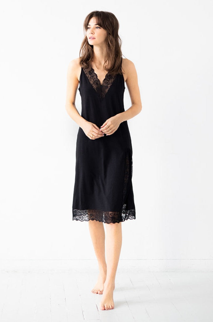 Simone Lace Trim Pima Cotton Gown - DestGlow