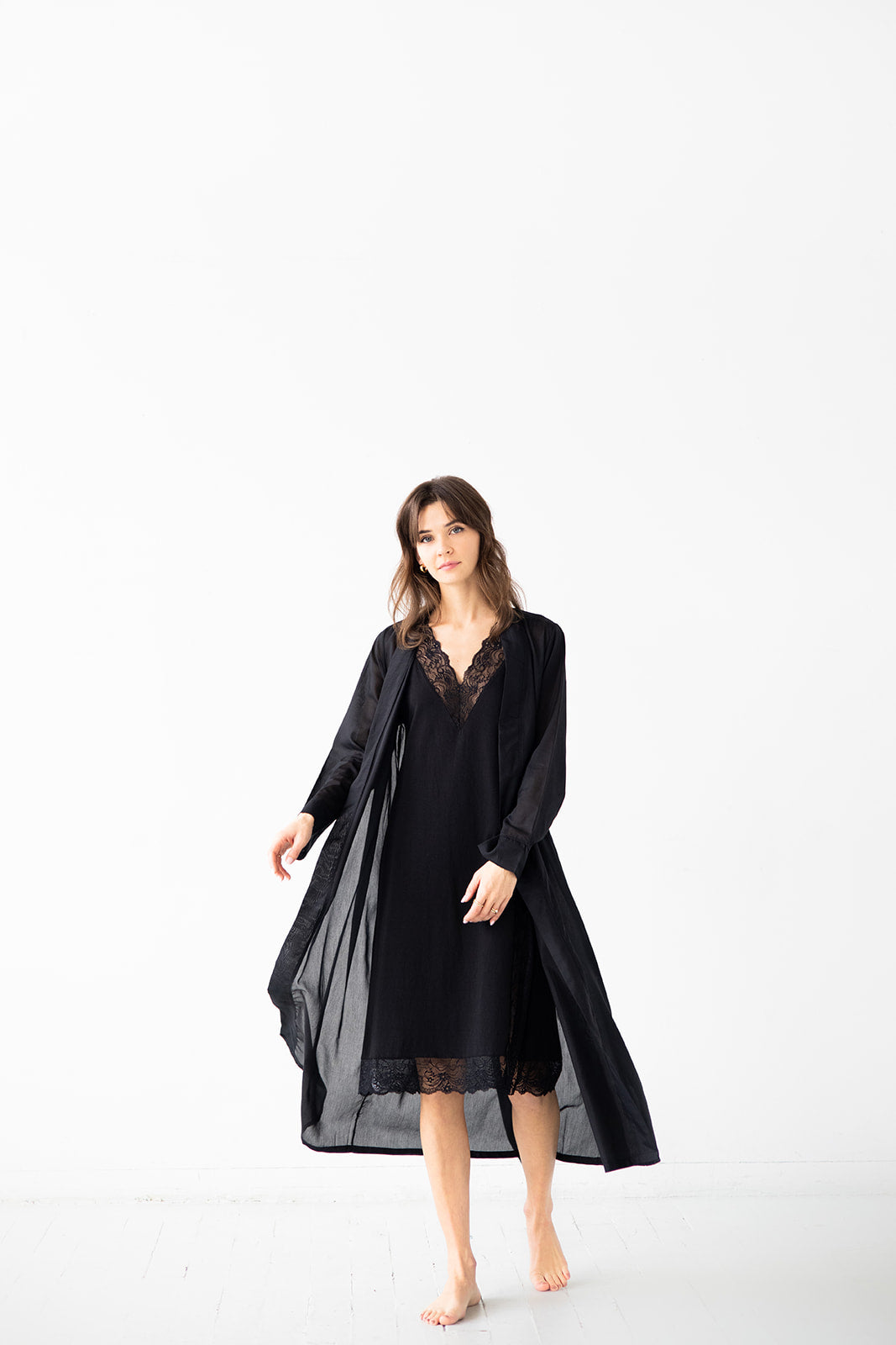 Simone Lace Trim Pima Cotton Gown - DestGlow