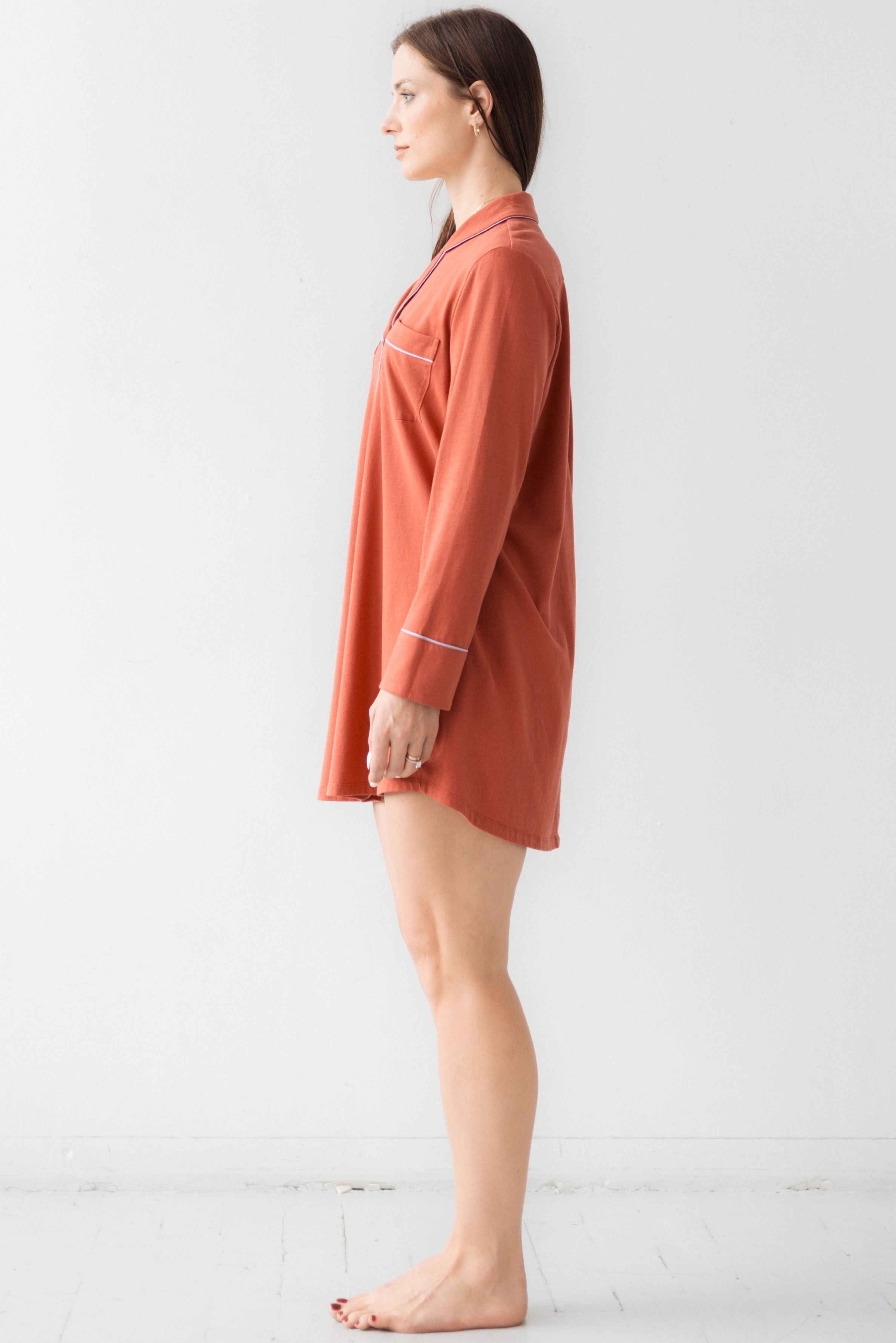 Classic Luxury Sleep Shirt in Brushed Pima Cotton