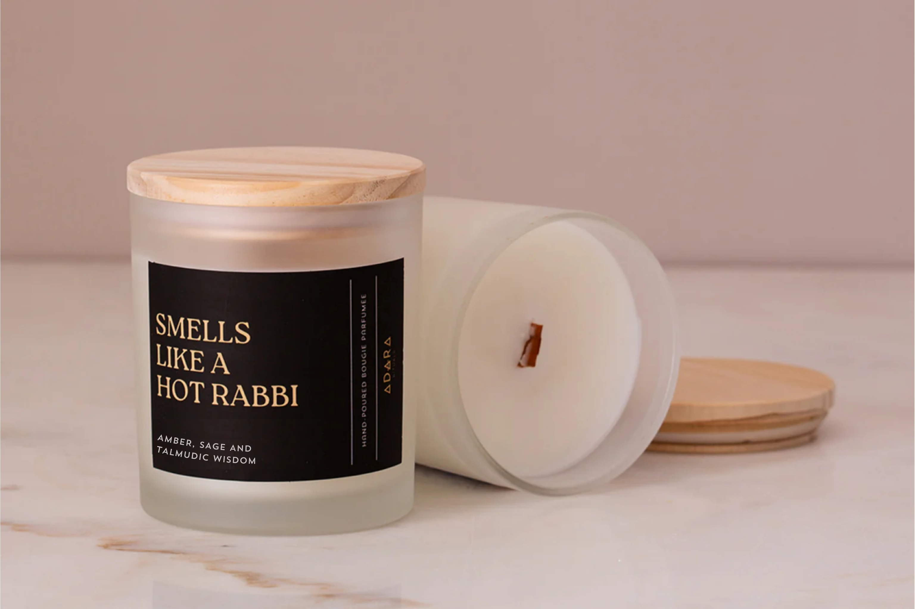 Smells Like A Hot Rabbi: Amber, Sage and Talmudic Wisdom Scented Candle by Adara Rituals
