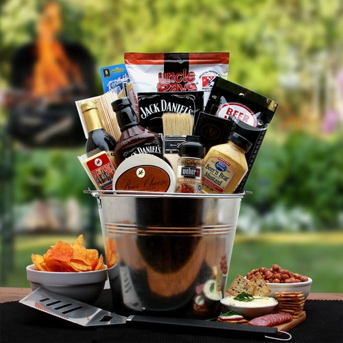 BBQ Lovers Gift Basket - Grilling Gift Pail for Men with Sauces & Spices
