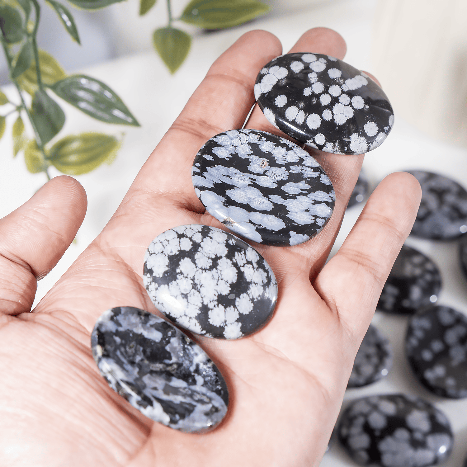 Snowflake Obsidian Pocket Stones (Angelic Communication and Past Life Recall) DestGlow