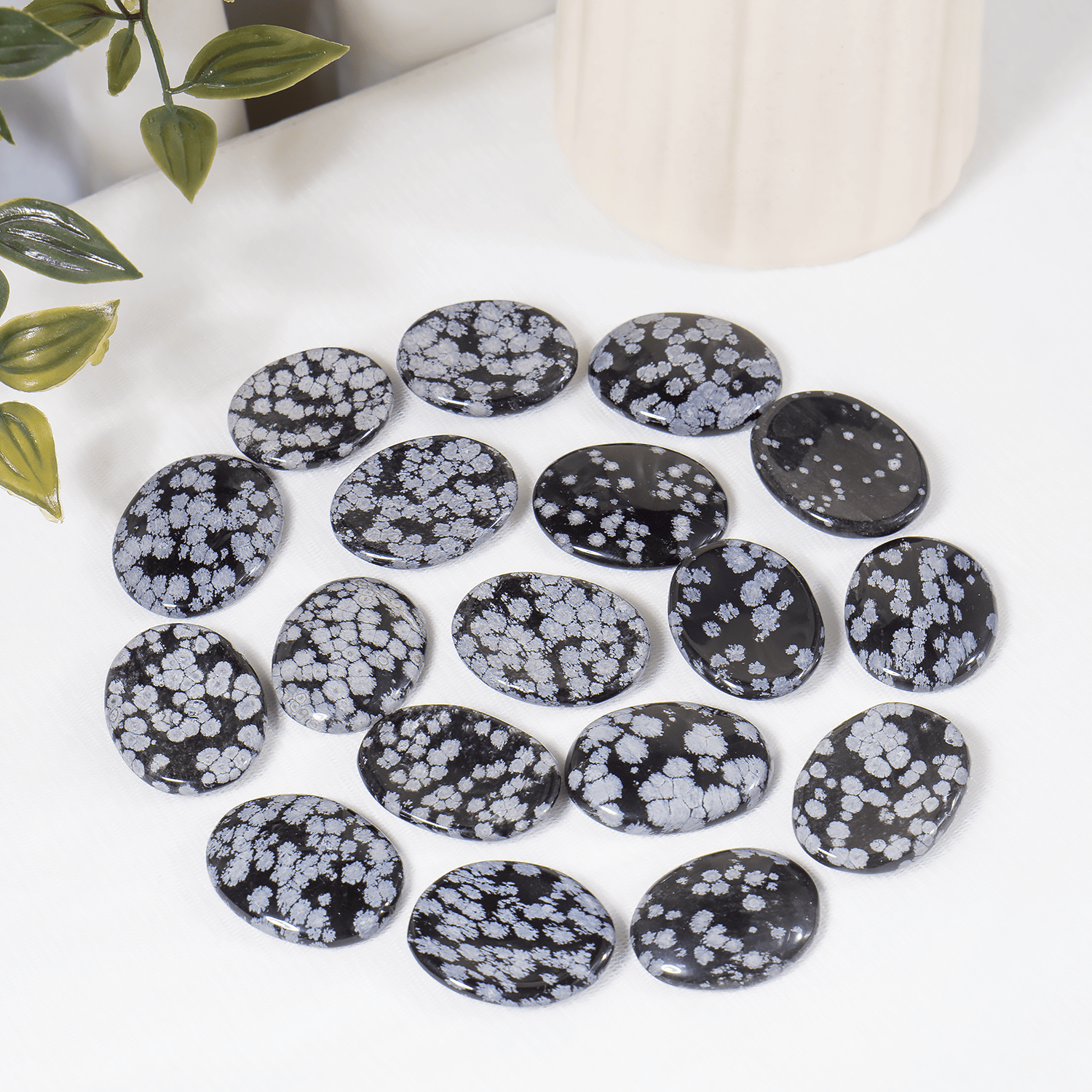 Snowflake Obsidian Pocket Stones (Angelic Communication and Past Life Recall) DestGlow