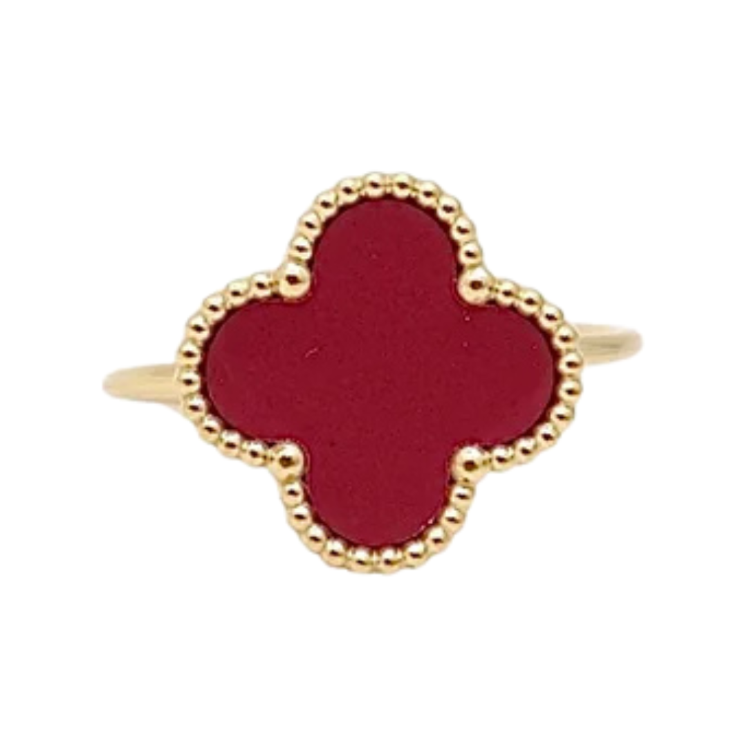 Valeria Clover Ring – Red Enamel with Gold Detailing by Farmacias Savia