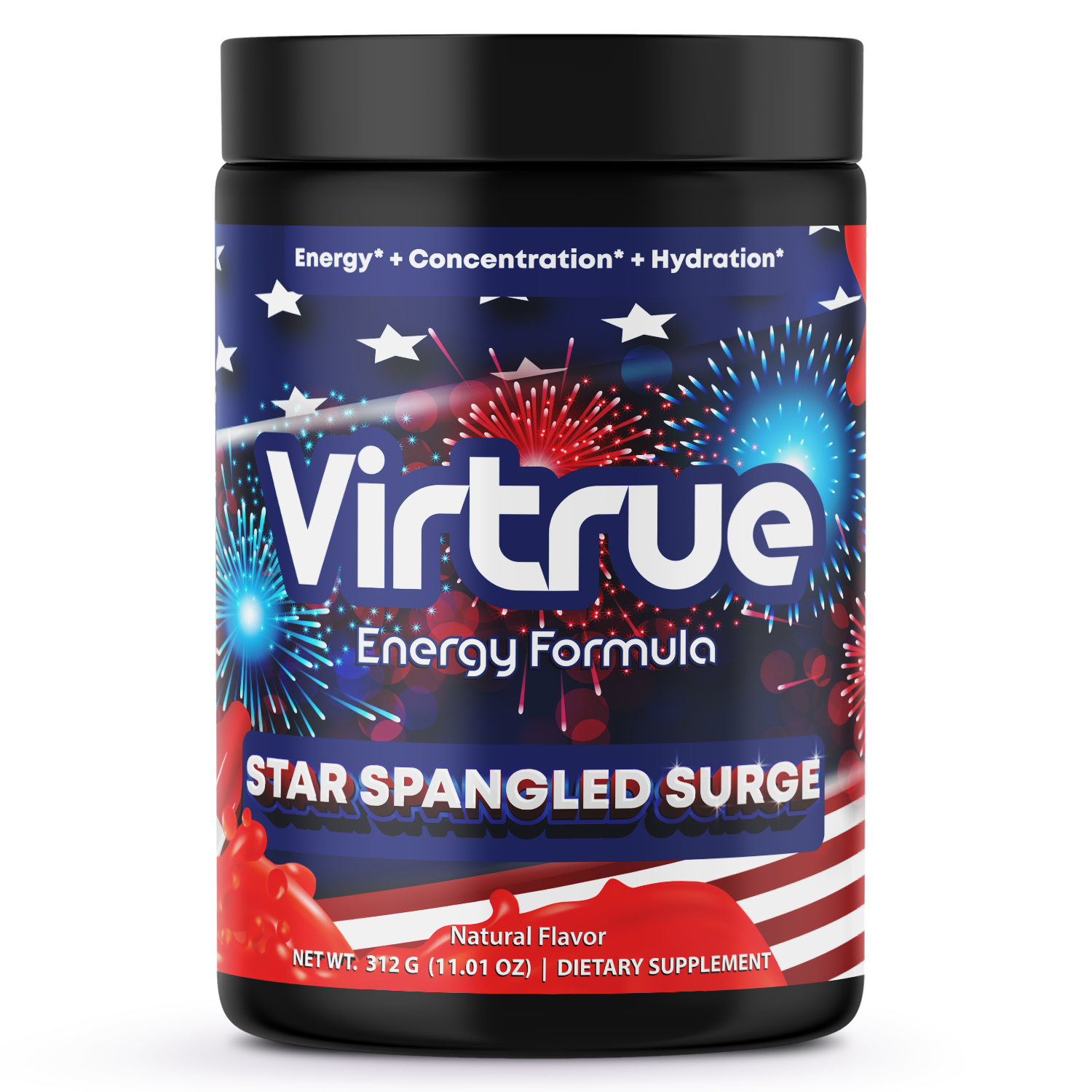 Star Spangled Surge Pre-Workout Energy Powder + Focus Boost & Hydration | Sugar Free by Virtrue