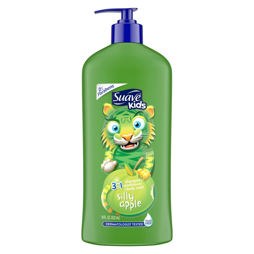 Suave Kids 3-in-1 Shampoo, Conditioner & Body Wash Silly Apple (18 oz) DestGlow