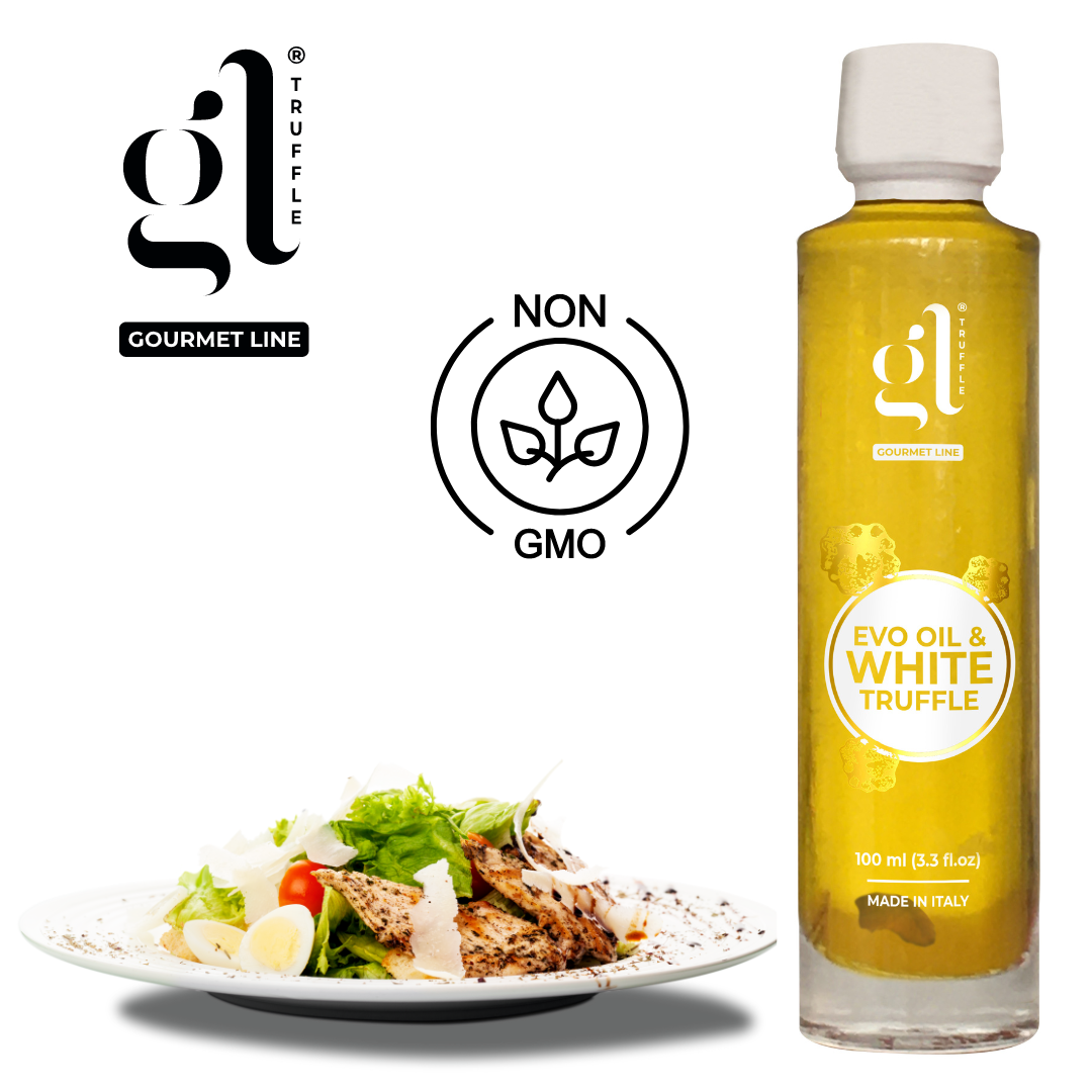 GL Truffle Gourmet, Extra Virgin Olive Oil & White Truffle with truffle slices (3.4 FL oz) 100 ml