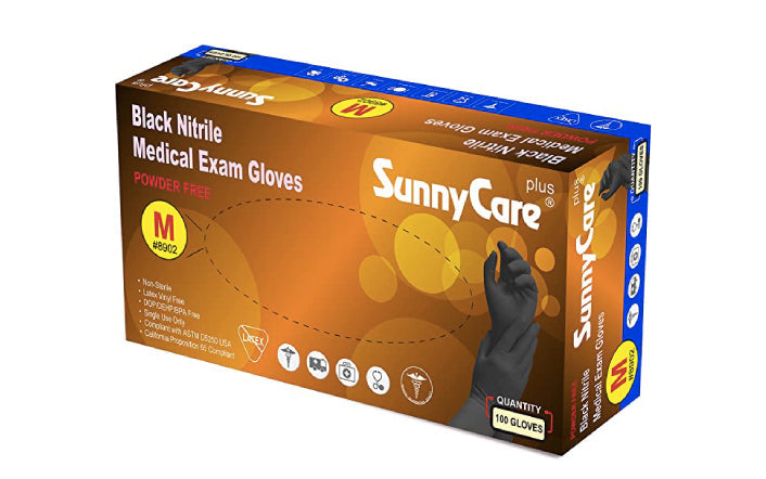 Sunny Care Black Nitrile Exam Gloves 100 ct