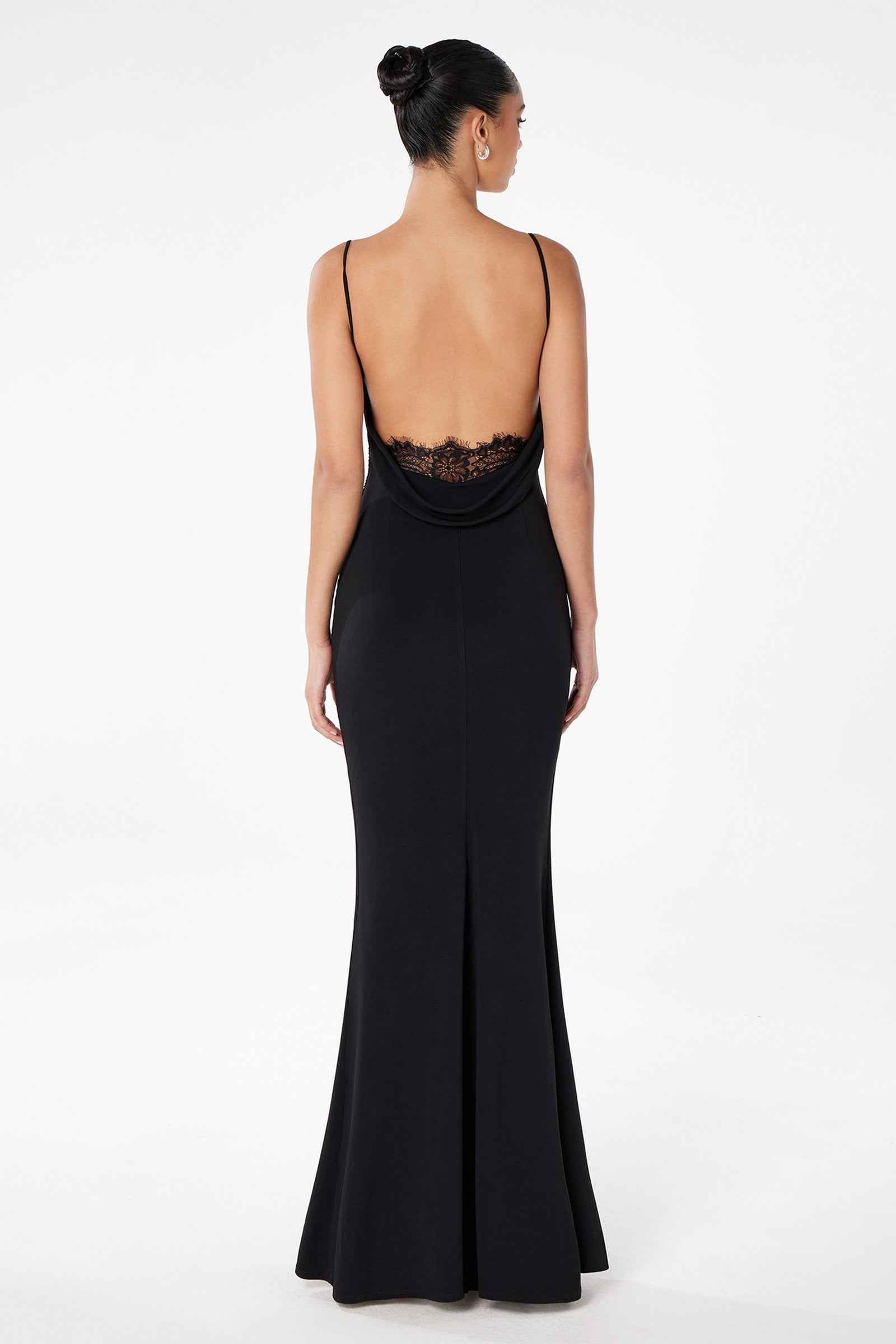 Astee T2008 Fitted Spaghetti Strap Open Back with Lace Detail Gown by DiscountDressShop
