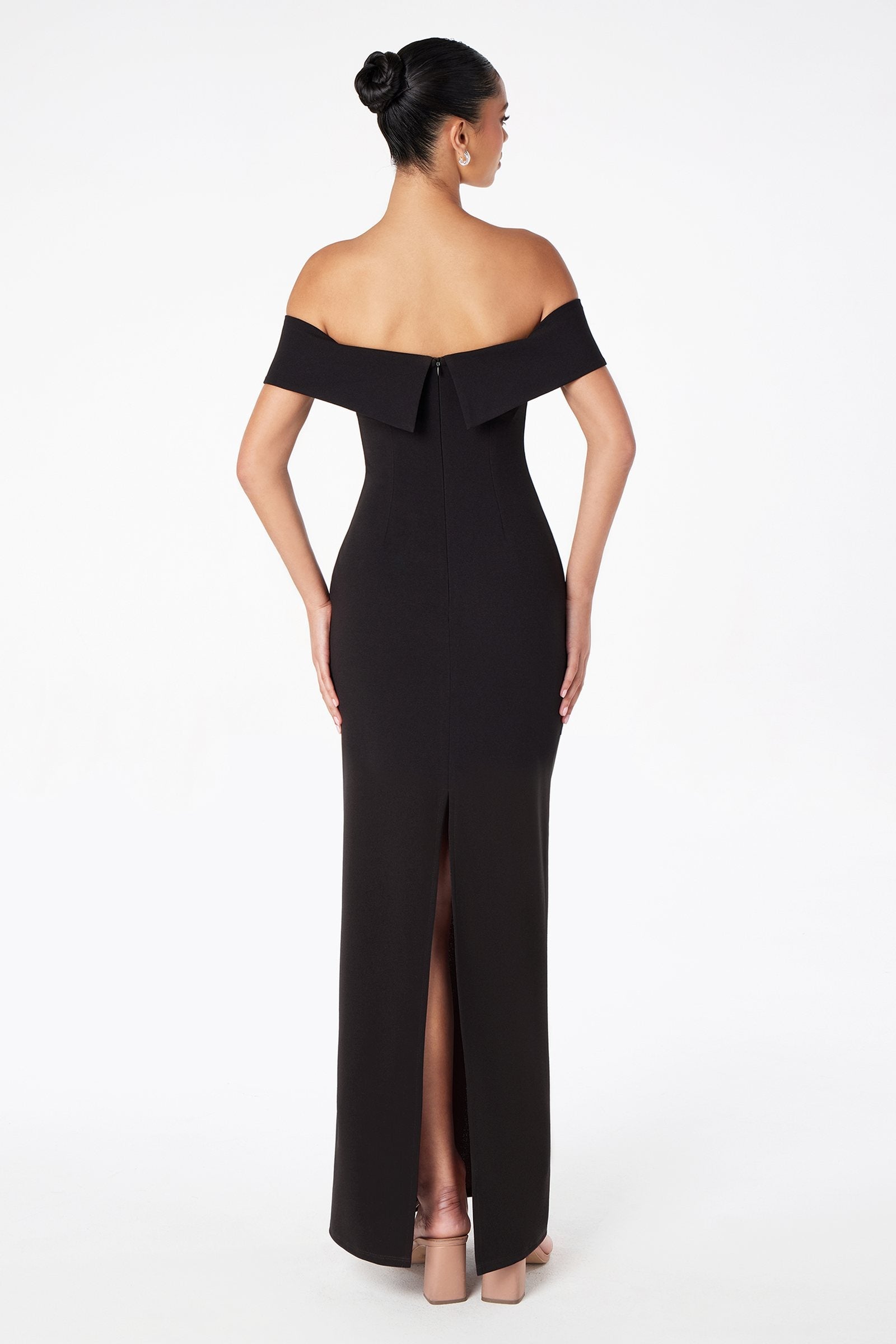 Astee T2011 Off the Shoulder Fitted Evening Gown Back Slit by DiscountDressShop