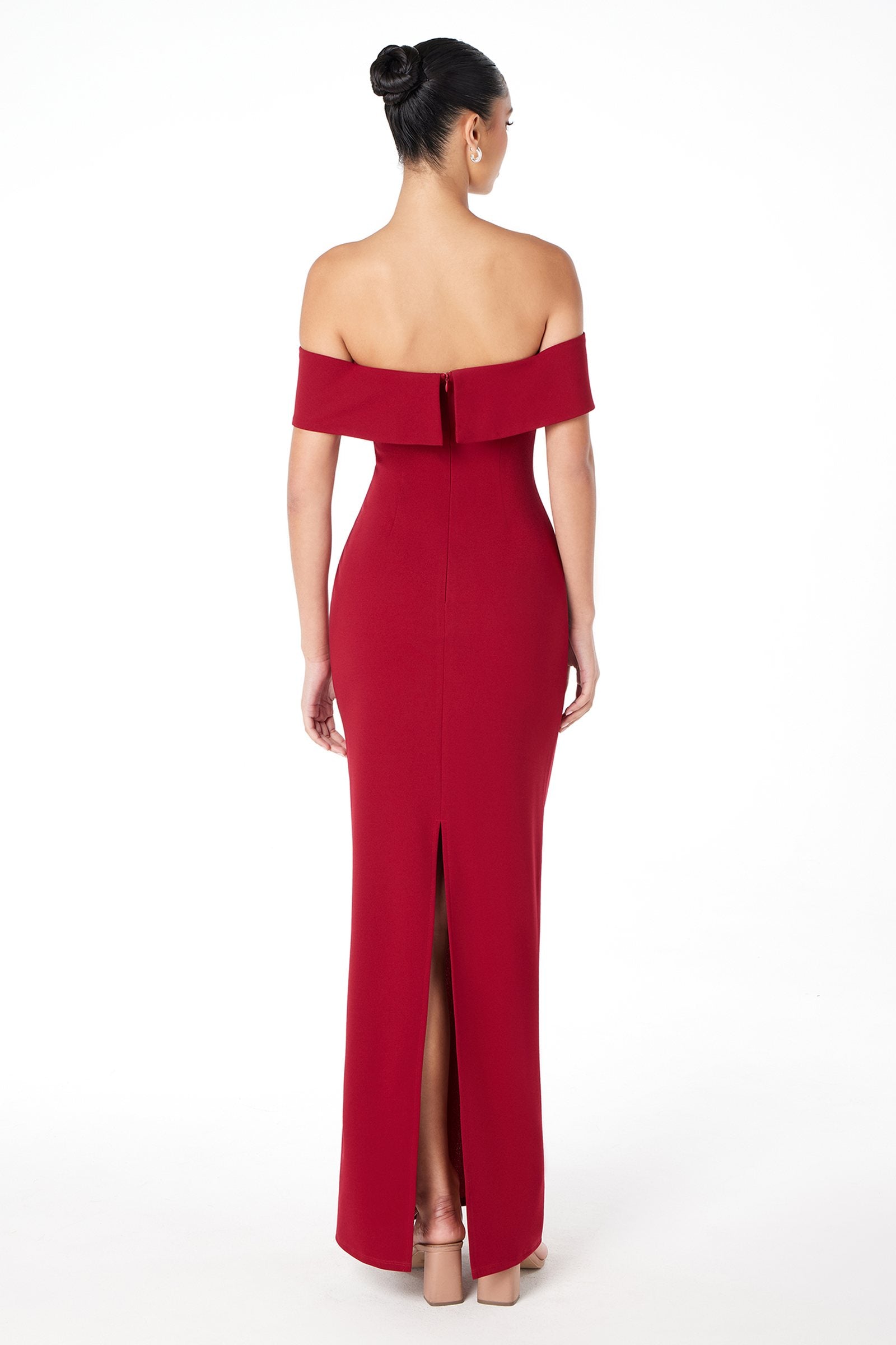 Astee T2011 Off the Shoulder Fitted Evening Gown Back Slit by DiscountDressShop