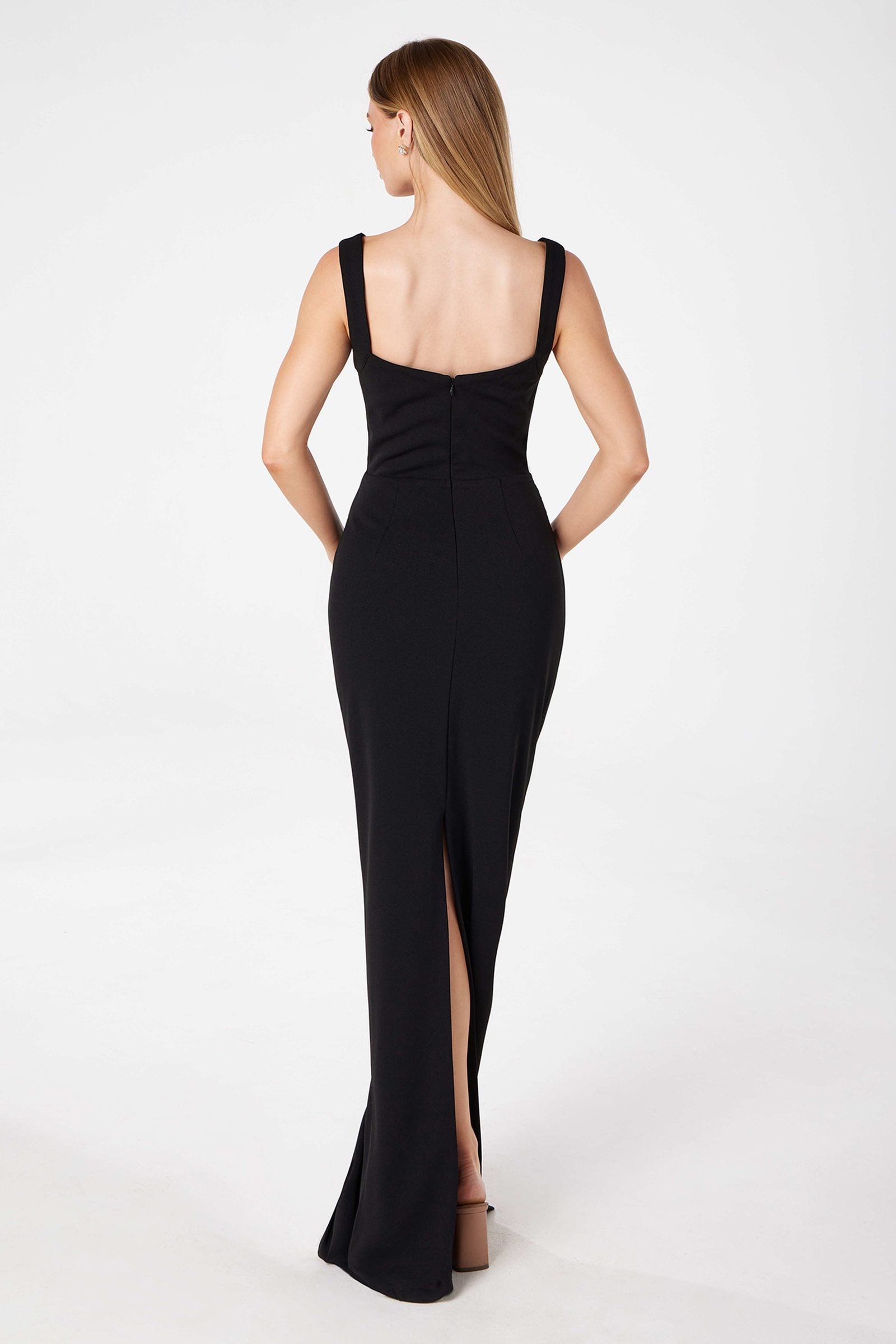 Astee T3000 Classic Modest Fitted Gown with Back Leg Slit by DiscountDressShop